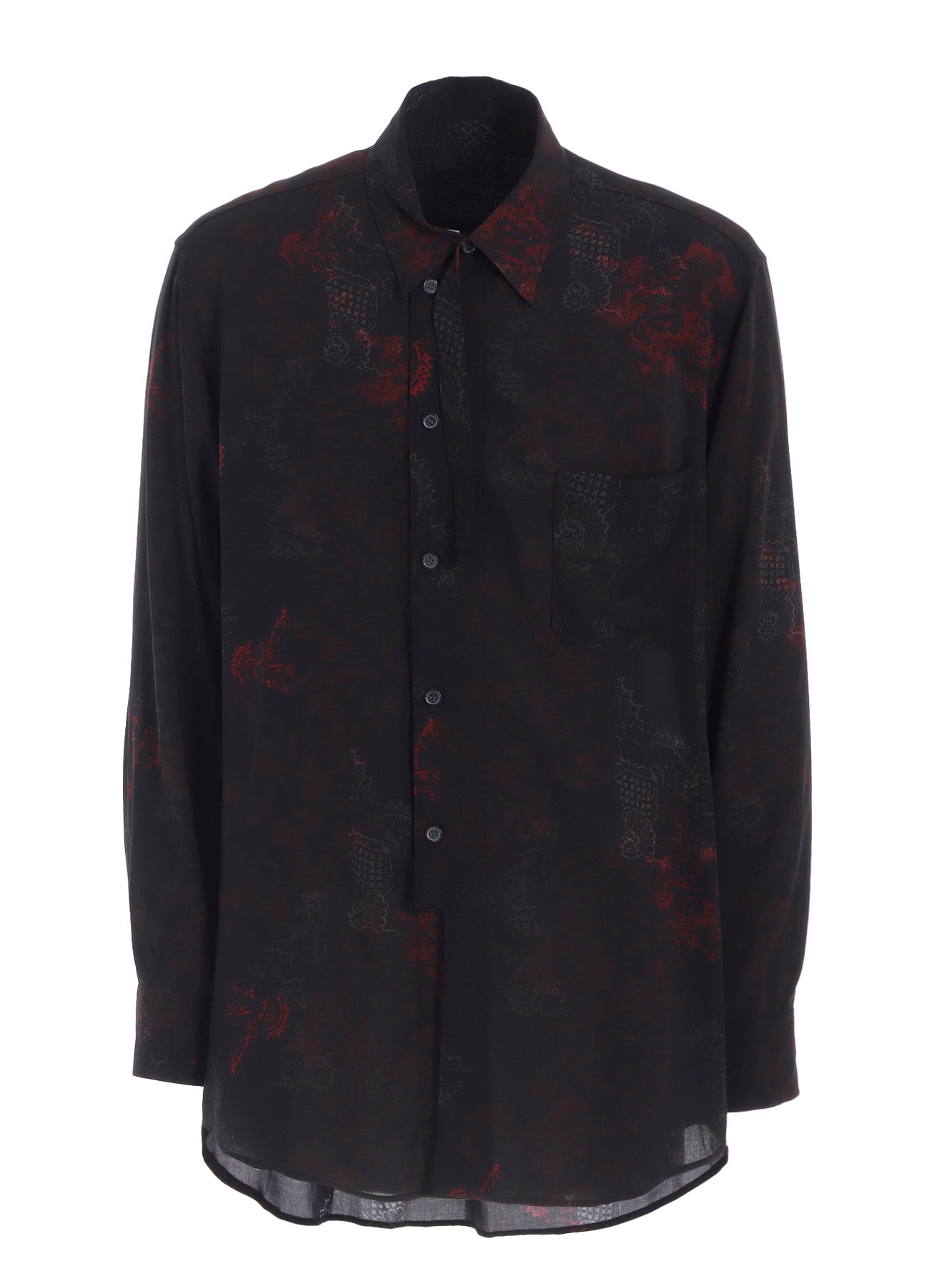 RAYON CRIMSON LACE PRINT REGULAR COLLAR SHIRT