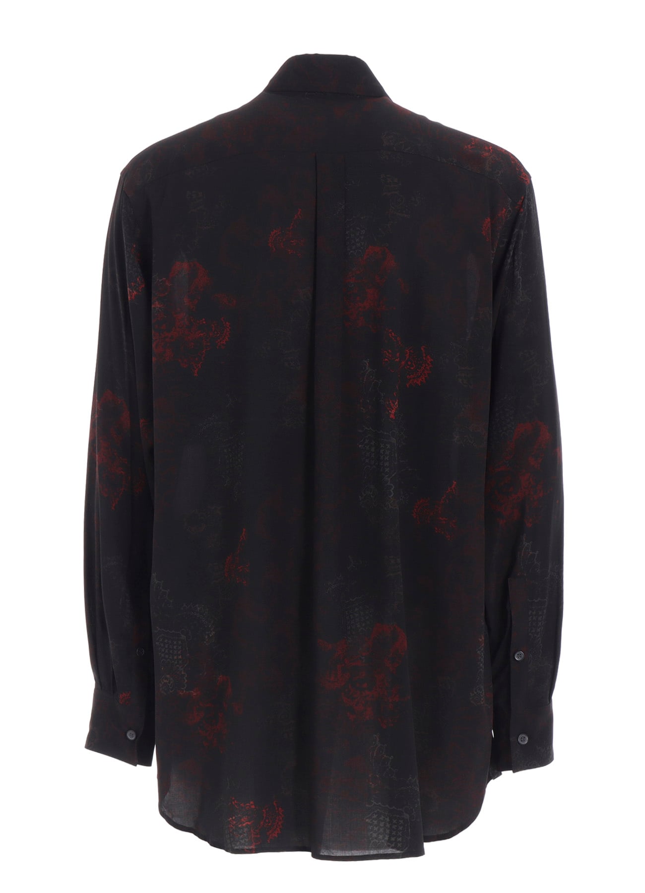 RAYON CRIMSON LACE PRINT REGULAR COLLAR SHIRT