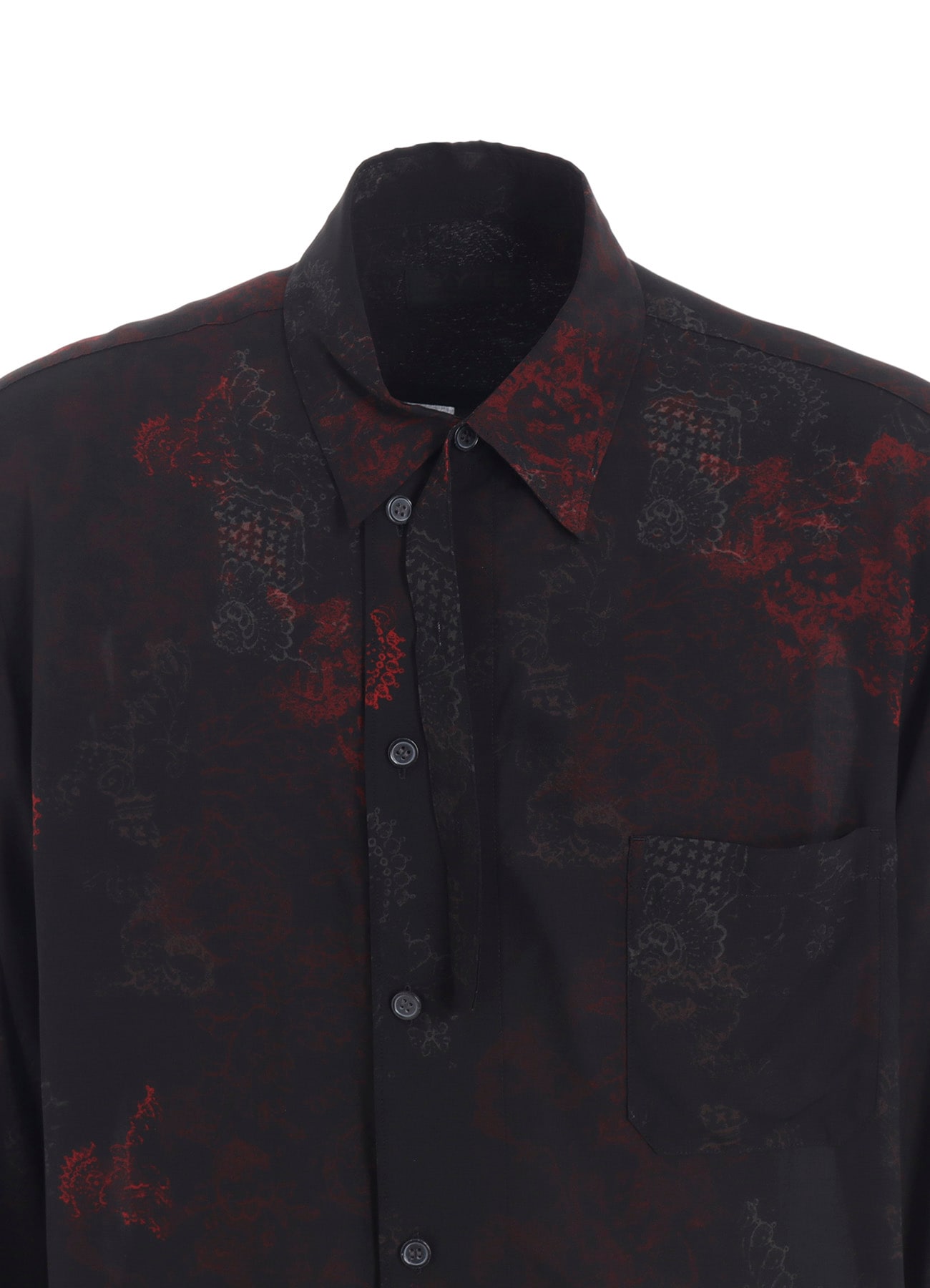 RAYON CRIMSON LACE PRINT REGULAR COLLAR SHIRT