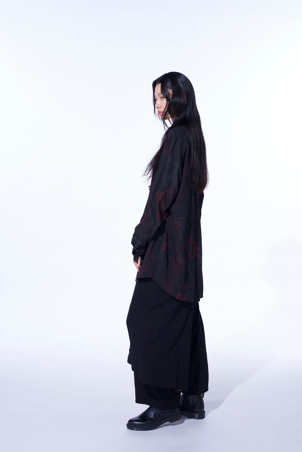 RAYON CRIMSON LACE PRINT REGULAR COLLAR SHIRT
