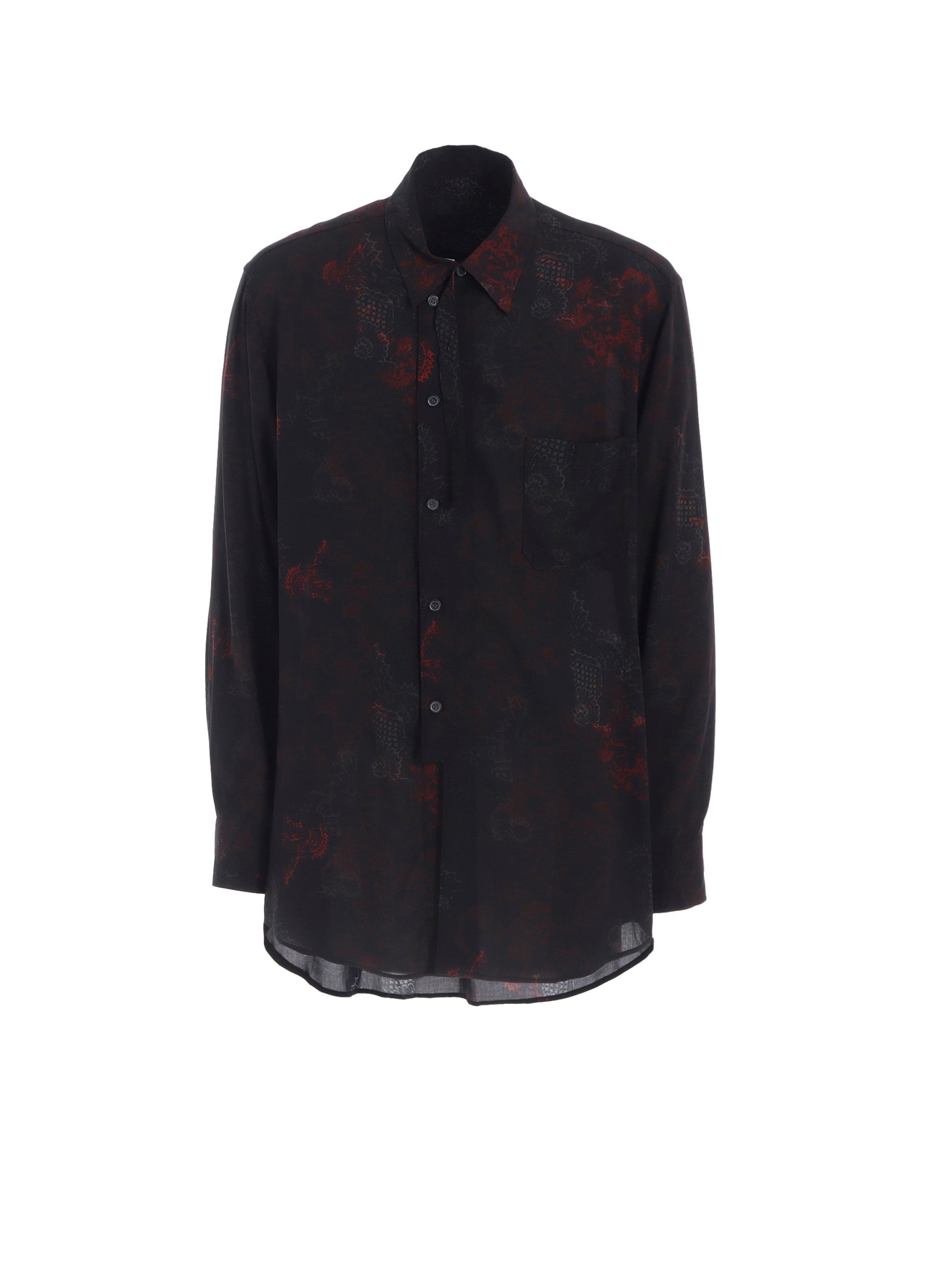 RAYON CRIMSON LACE PRINT REGULAR COLLAR SHIRT