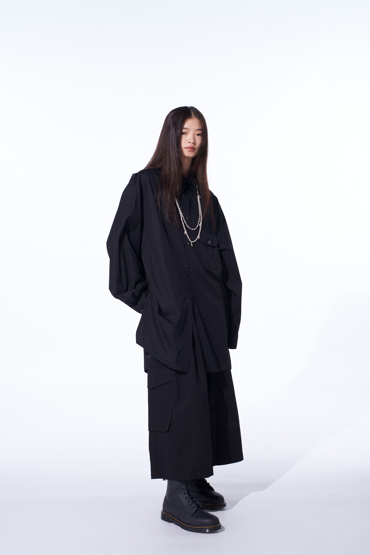 COTTON BROAD OVERSIZED DOUBLE COLLAR SHIRT