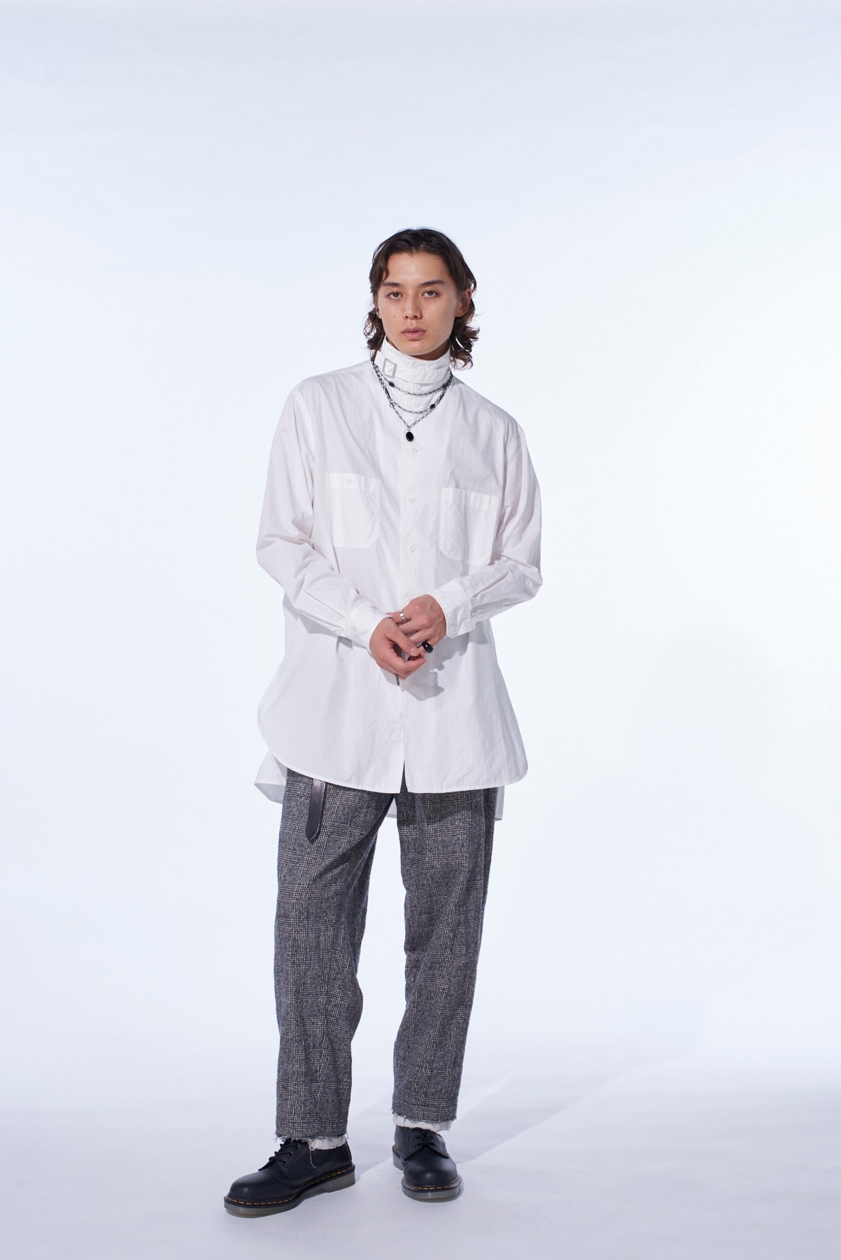 COTTON LINEN STAND COLLAR SHIRT