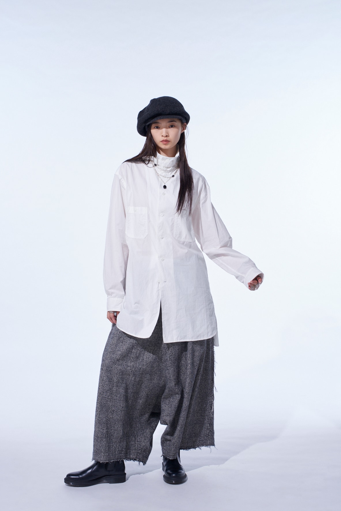 COTTON LINEN STAND COLLAR SHIRT