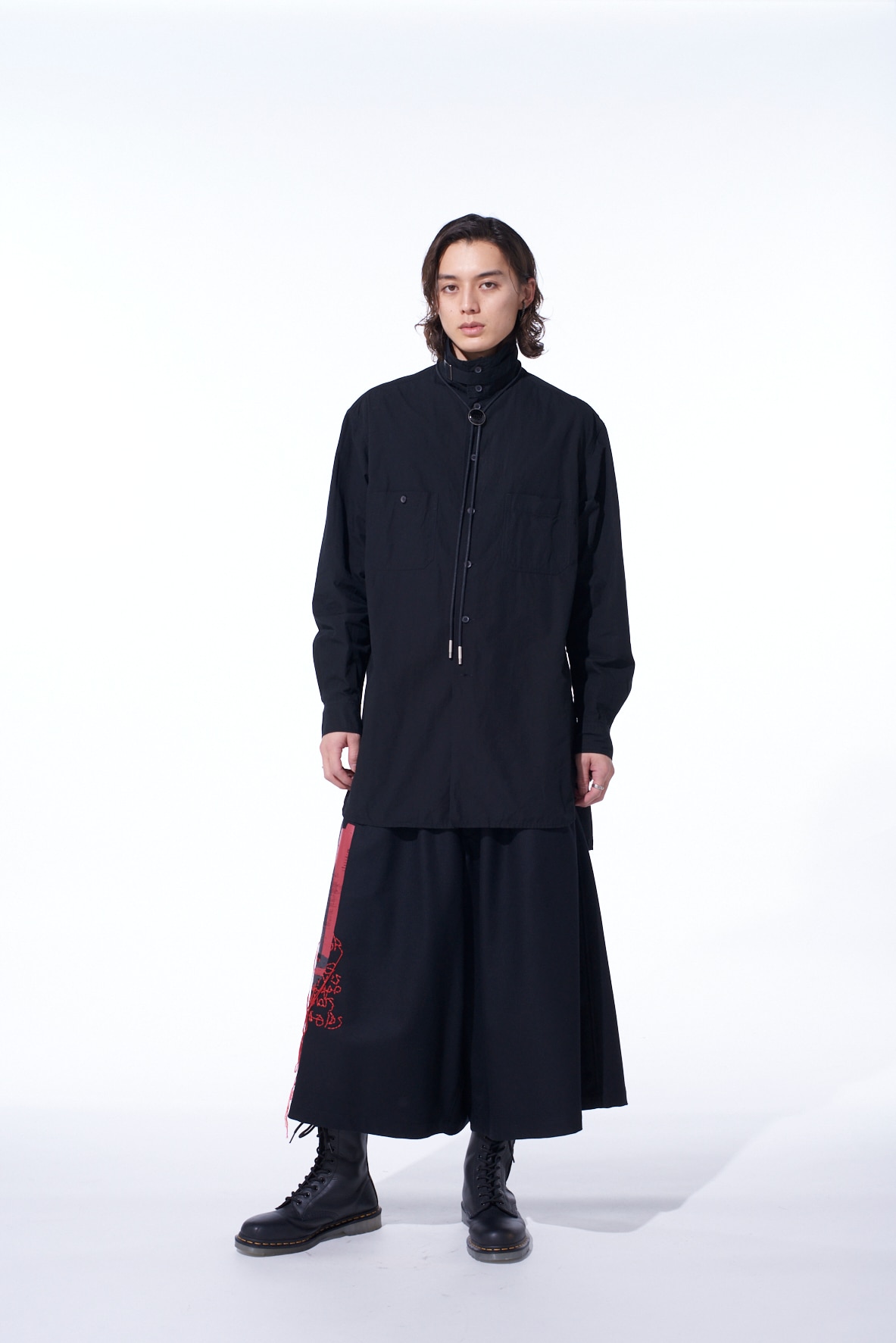 COTTON LINEN STAND COLLAR SHIRT