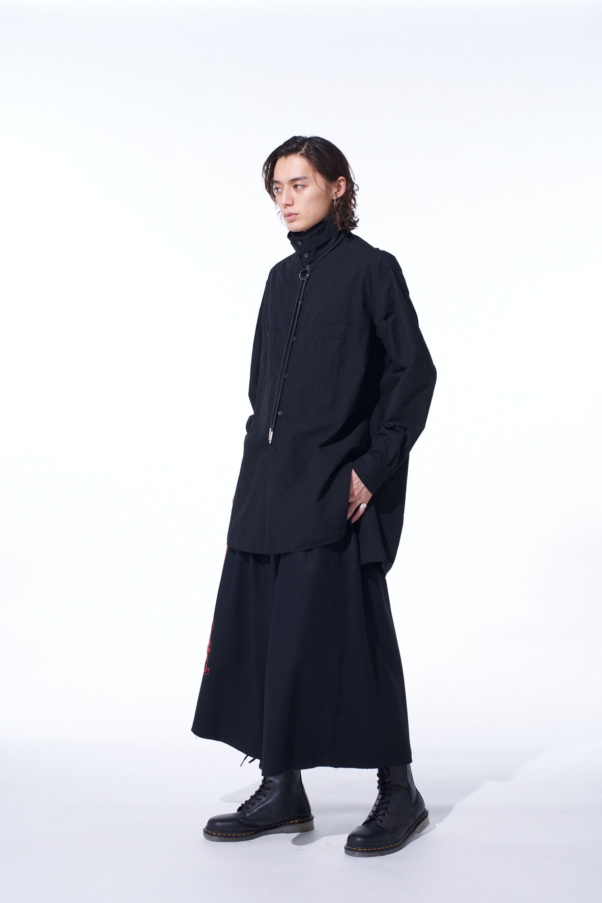 COTTON LINEN STAND COLLAR SHIRT