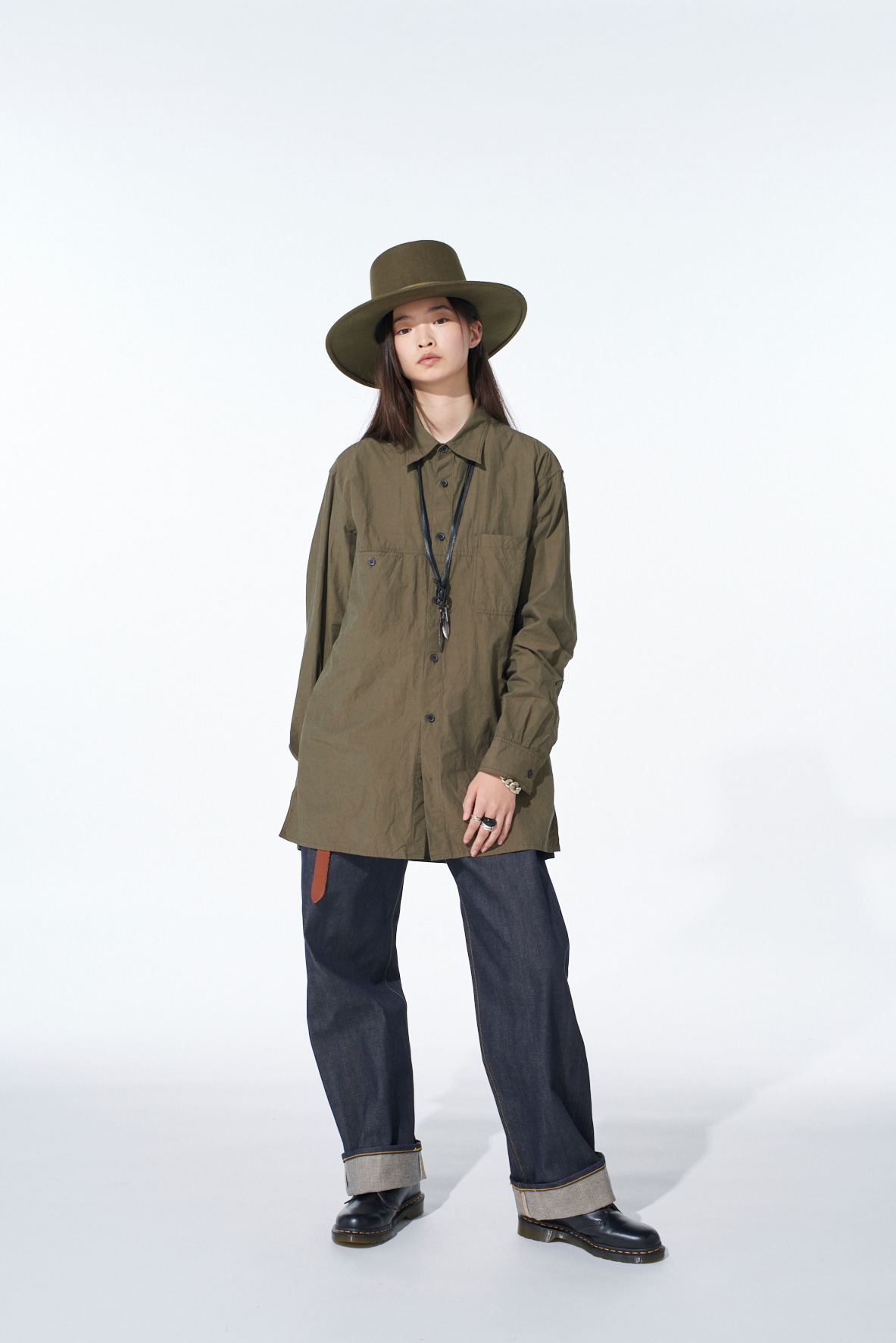 COTTON LINEN SINGLE WELT POCKET SHIRT