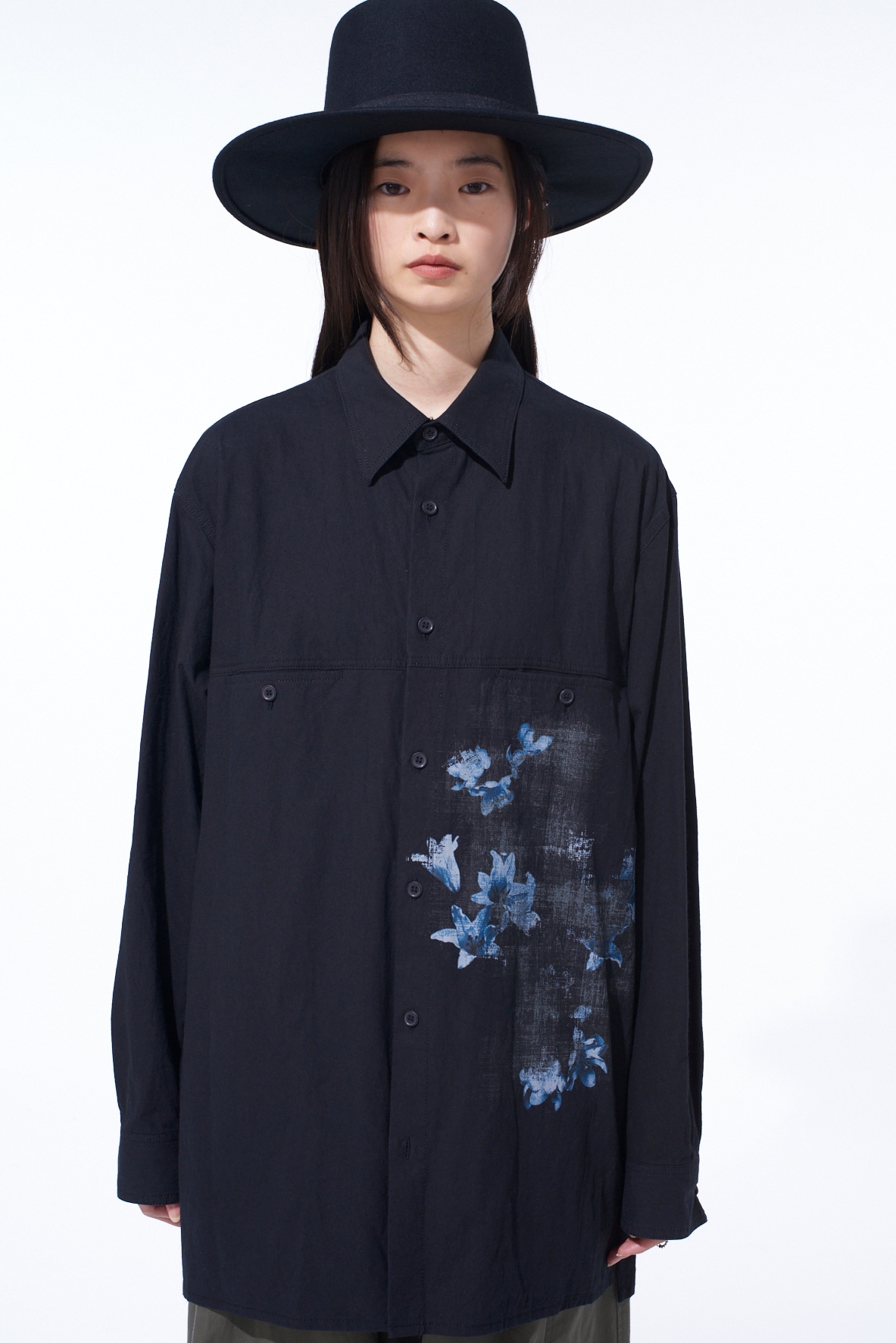 POISONOUS FLOWER PRINT SINGLE SEAM POCKET SHIRT