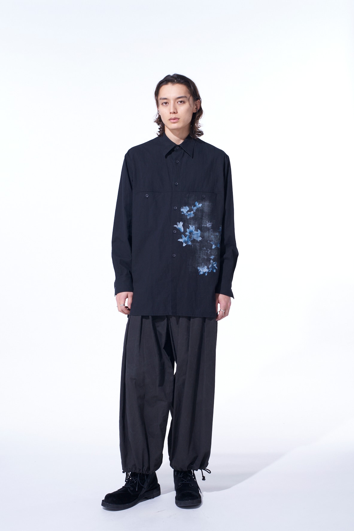 POISONOUS FLOWER PRINT SINGLE SEAM POCKET SHIRT