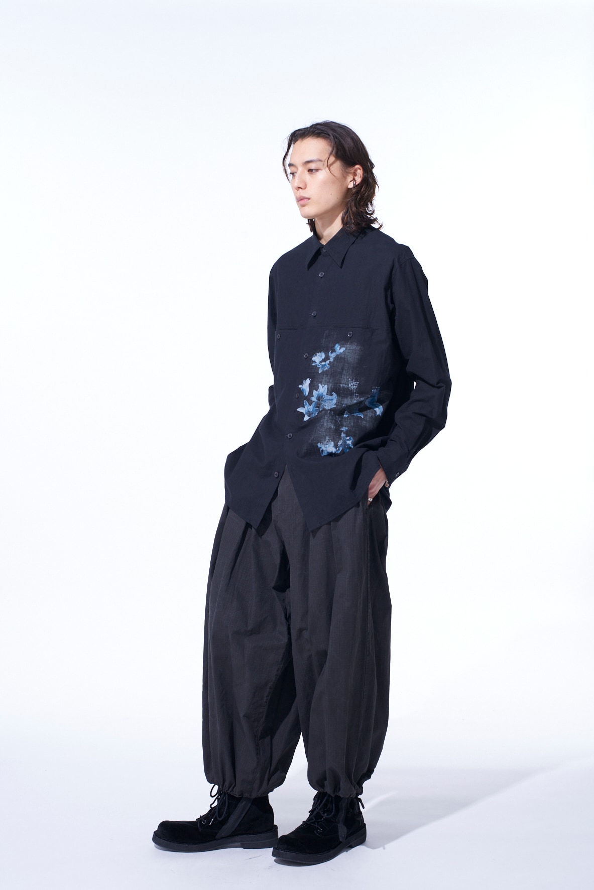 POISONOUS FLOWER PRINT SINGLE SEAM POCKET SHIRT