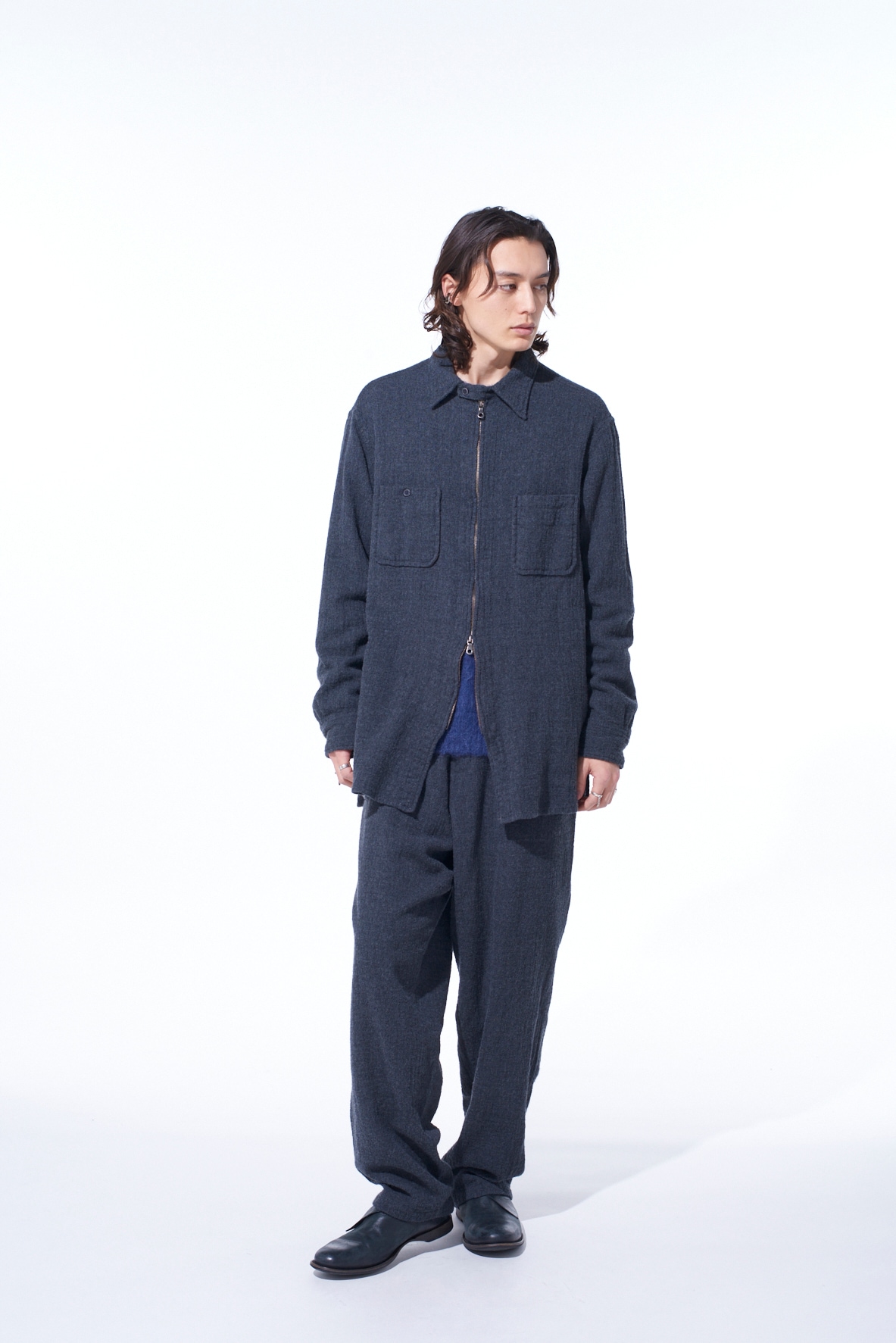 WOOL GAUZE ZIP SHIRT