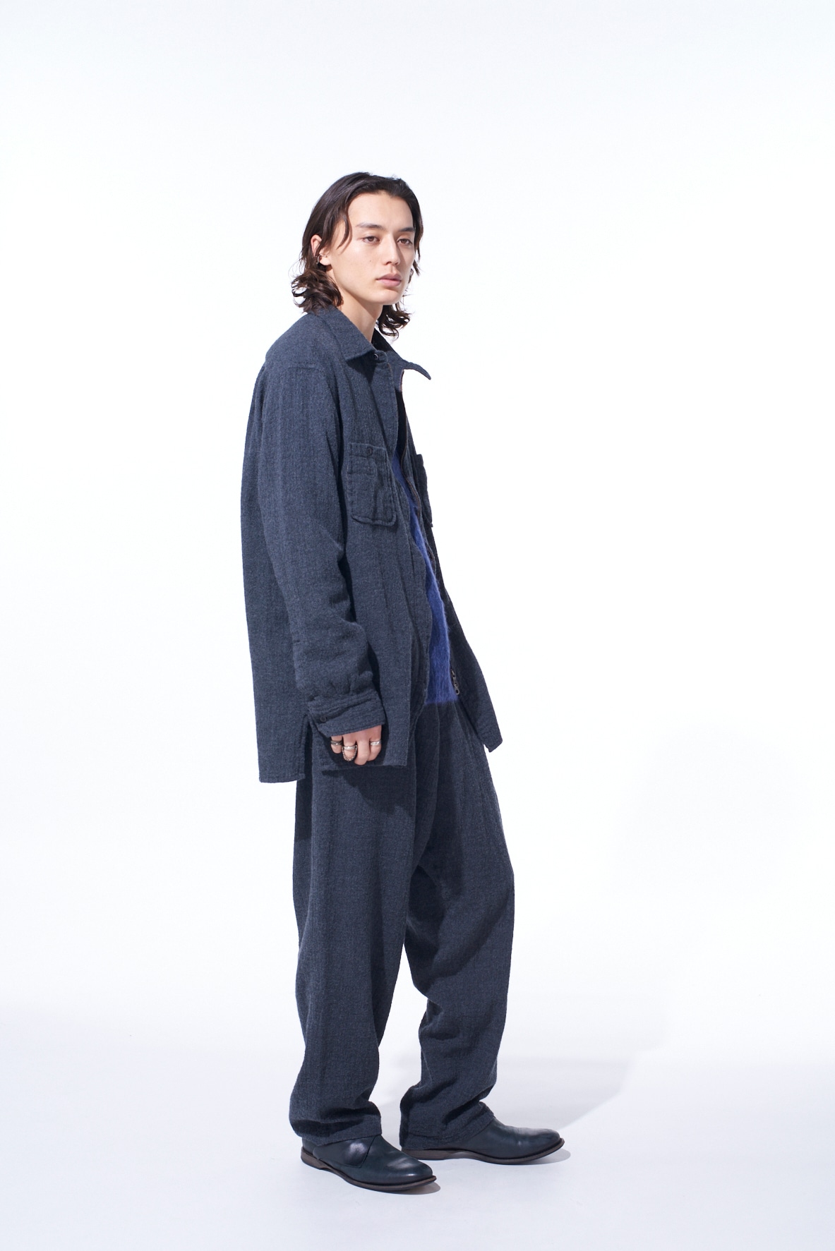 WOOL GAUZE ZIP SHIRT