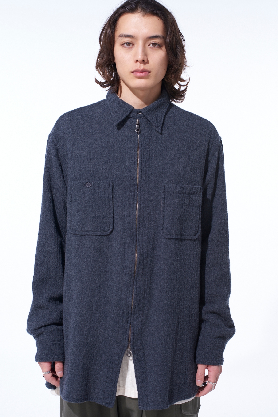 WOOL GAUZE ZIP SHIRT