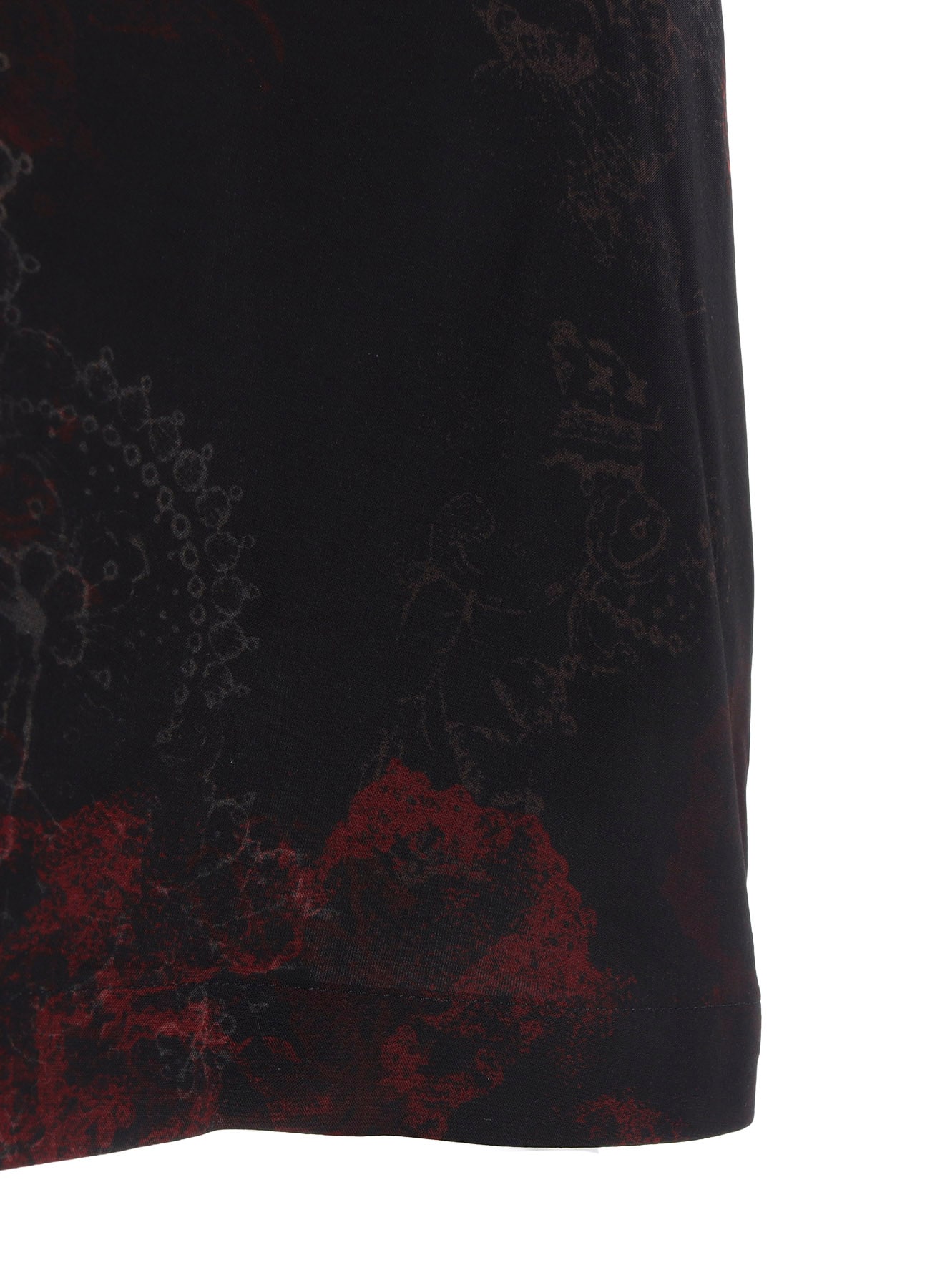 RAYON CRIMSON LACE PRINT OPEN-COLLAR LONG SHIRT