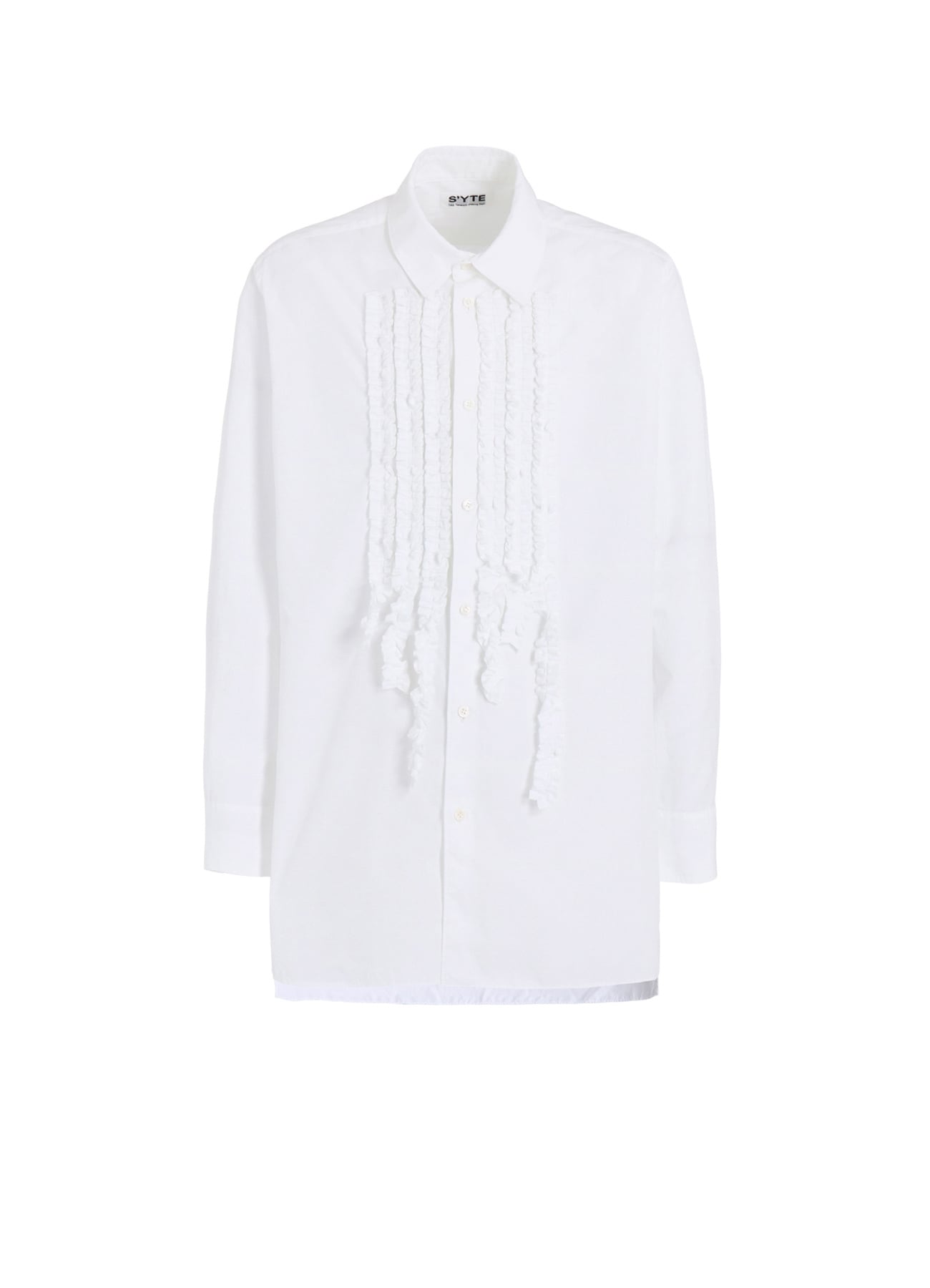 COTTON BROAD ASYMMETRICAL FRILL SHIRT