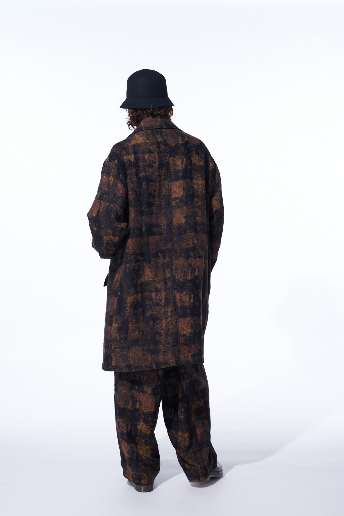 CHECK JACQUARD OVERSIZED SOUTIEN COLLAR COAT