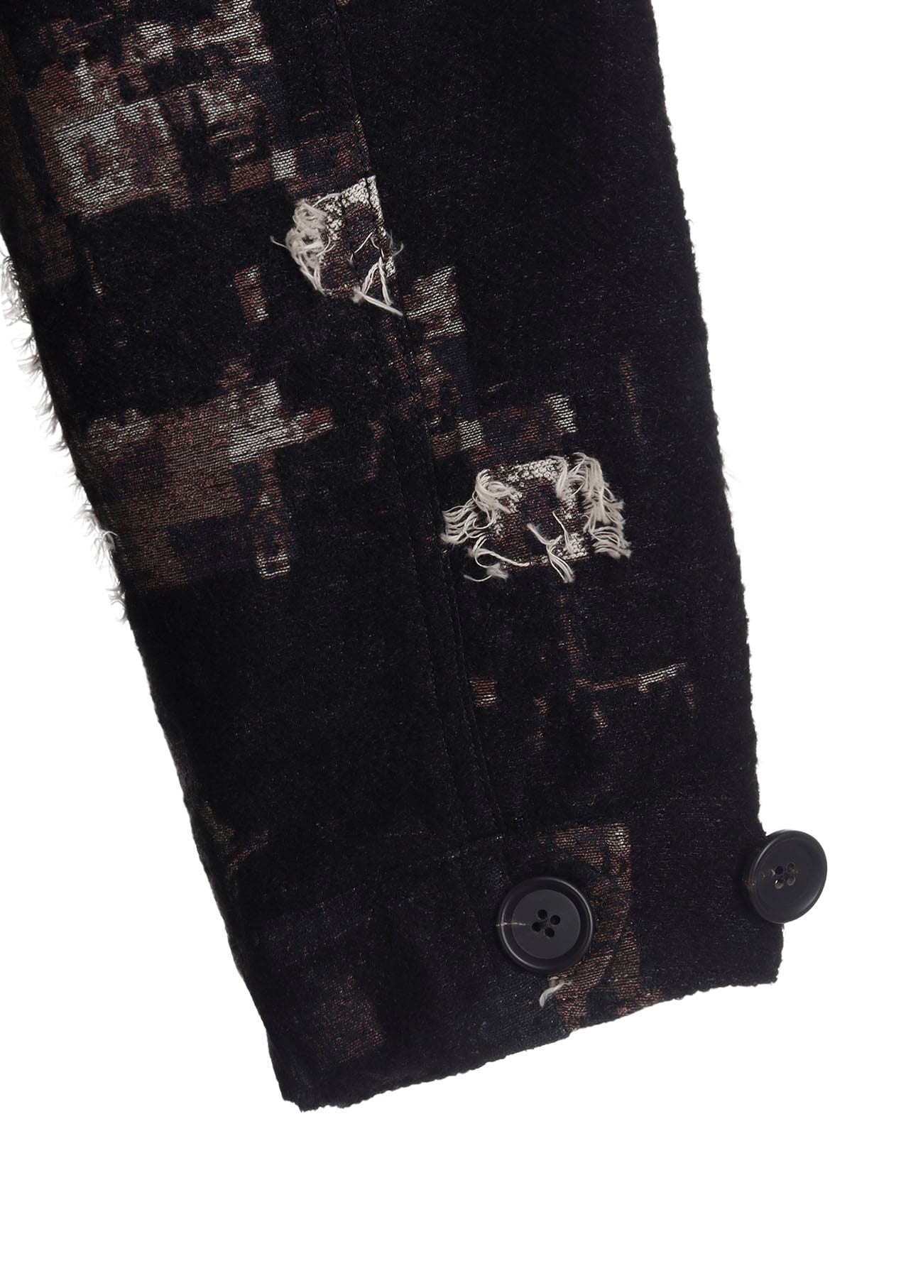 PATCHWORK CUT JACQUARD HOODED COAT