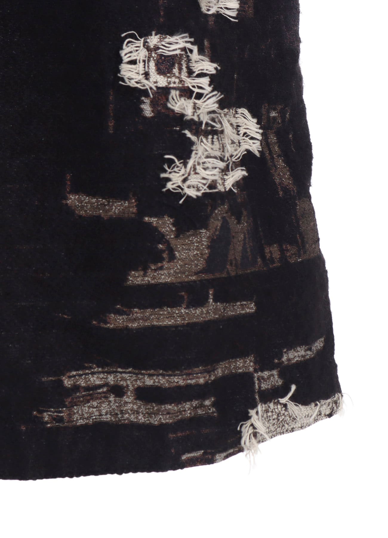 PATCHWORK CUT JACQUARD HOODED COAT