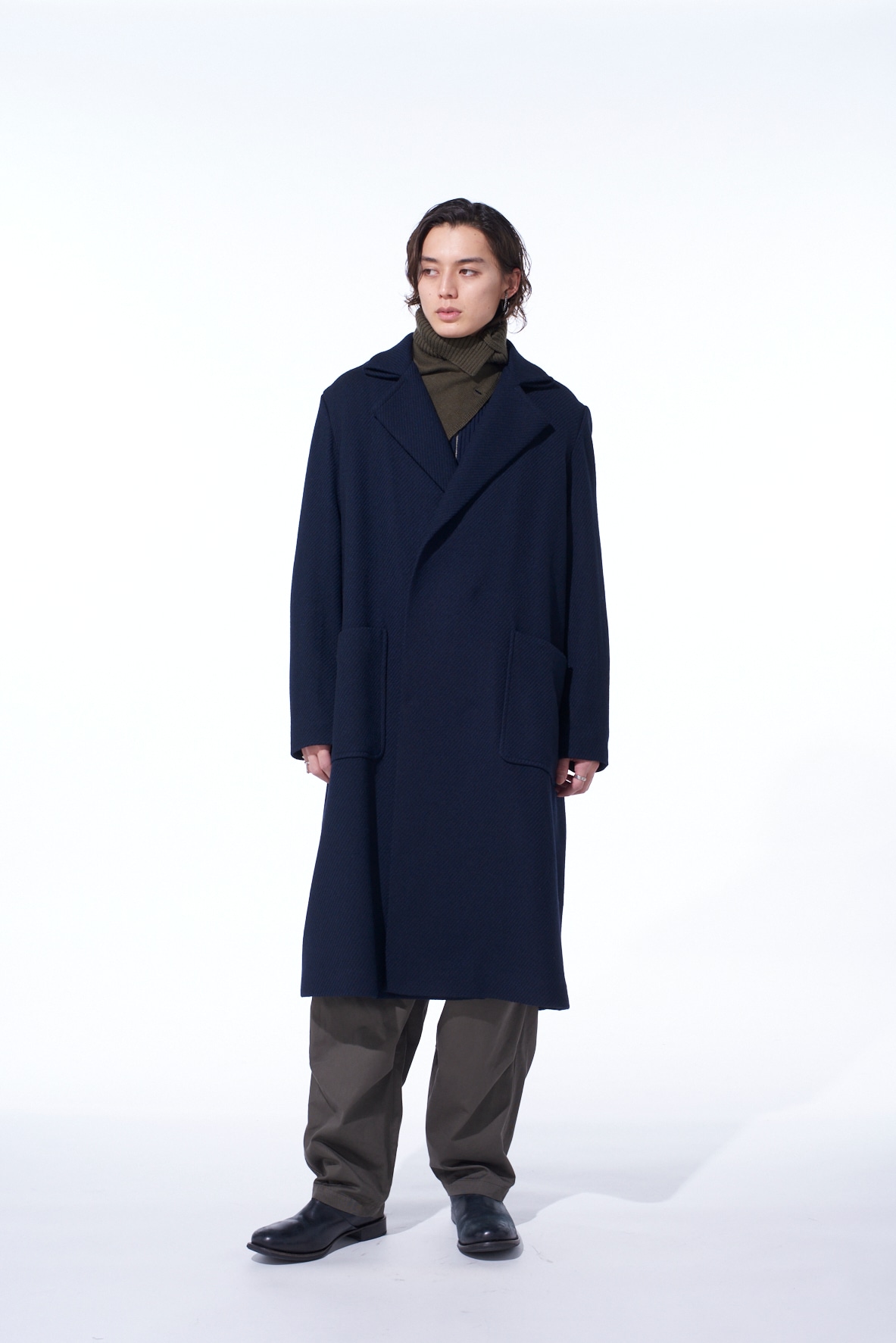 4/24 KERSEY TUBE LAPEL DOUBLE LONG COAT