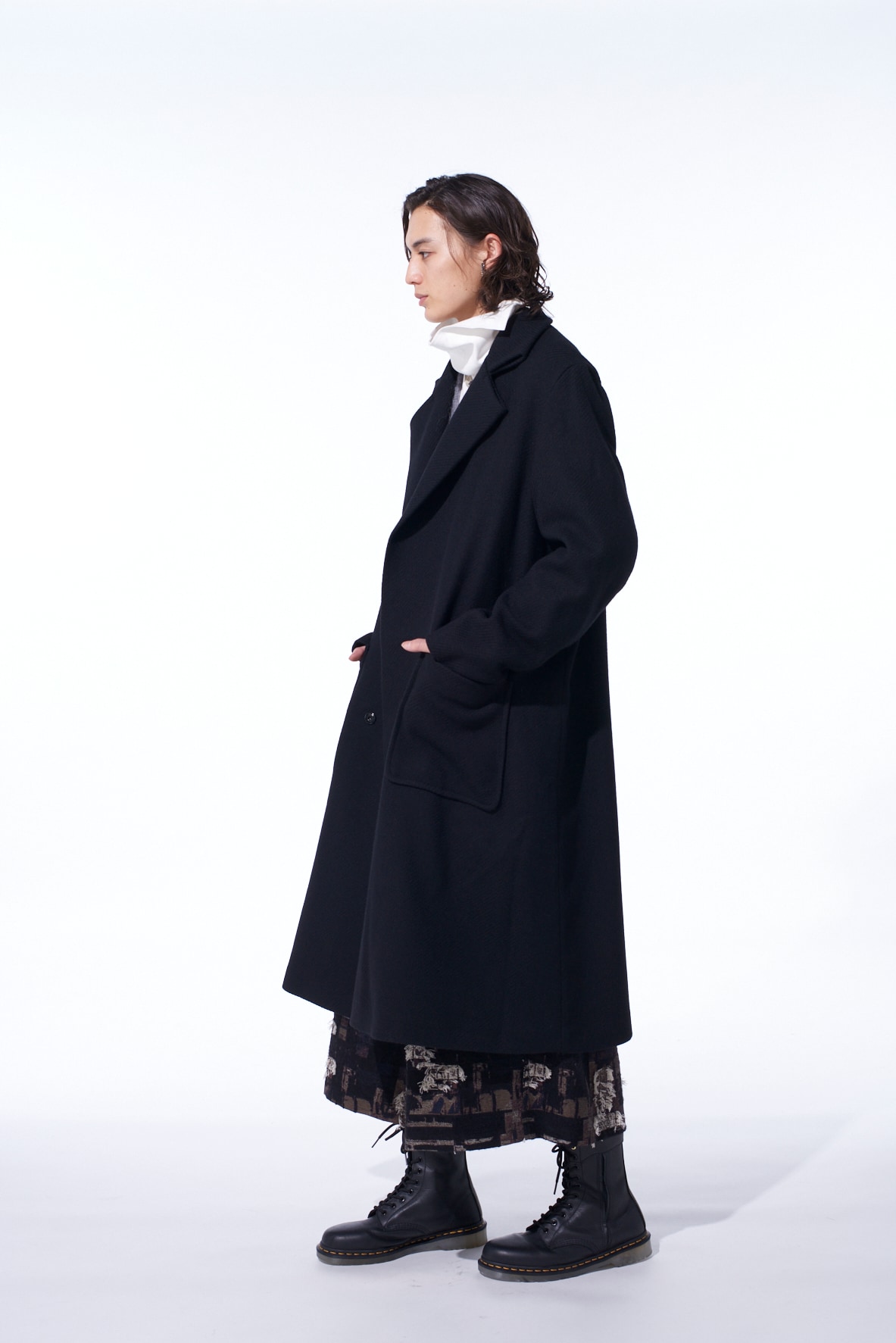 4/24 KERSEY TUBE LAPEL DOUBLE LONG COAT