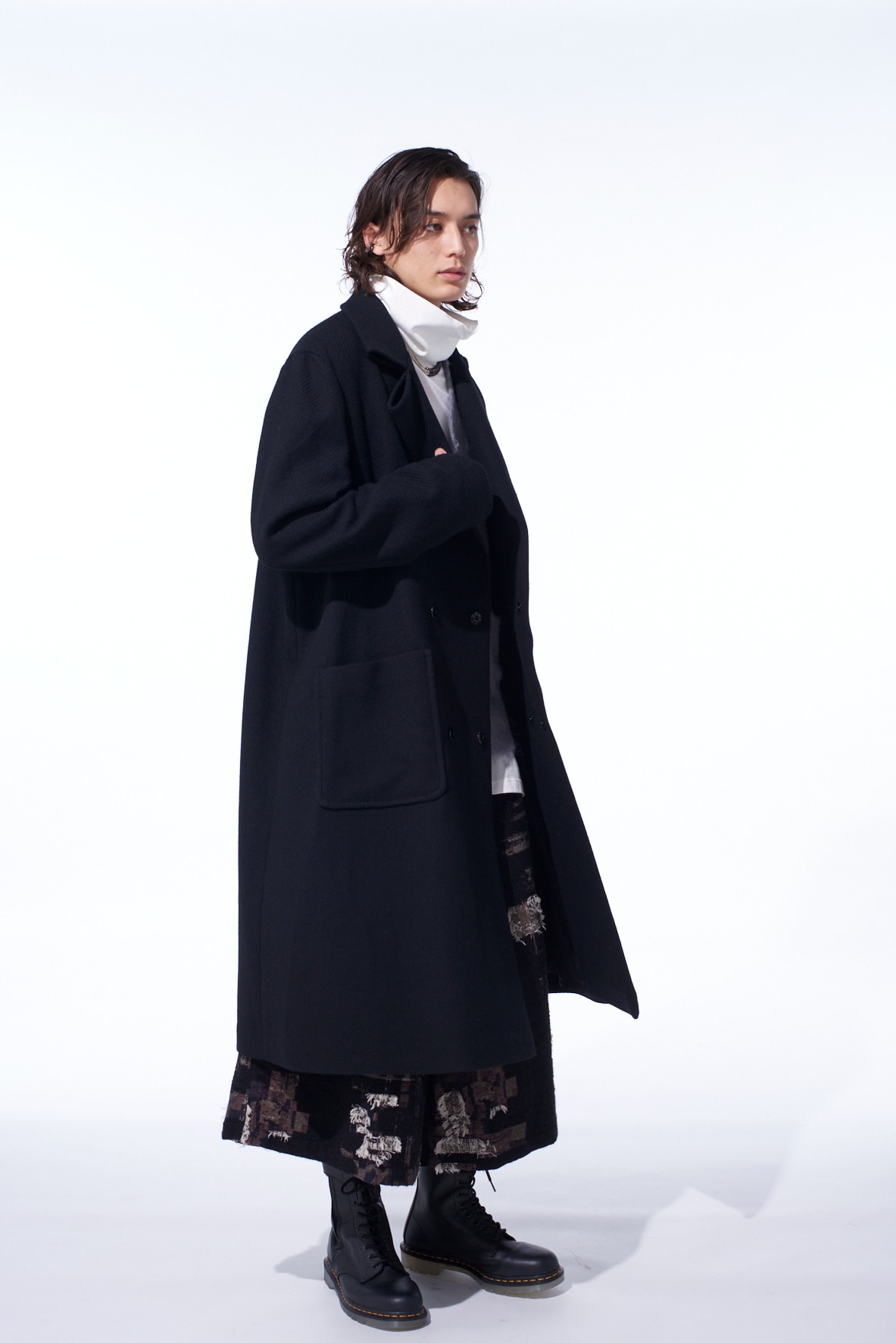 4/24 KERSEY TUBE LAPEL DOUBLE LONG COAT