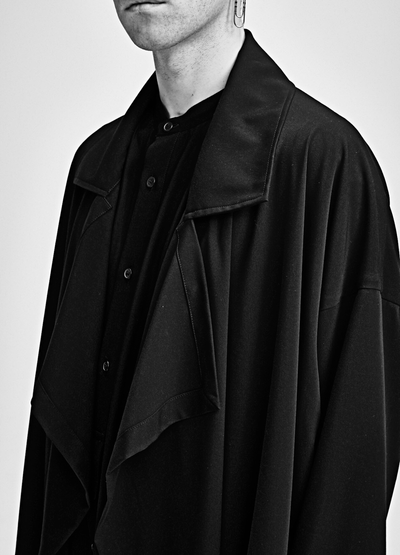 black drape coat