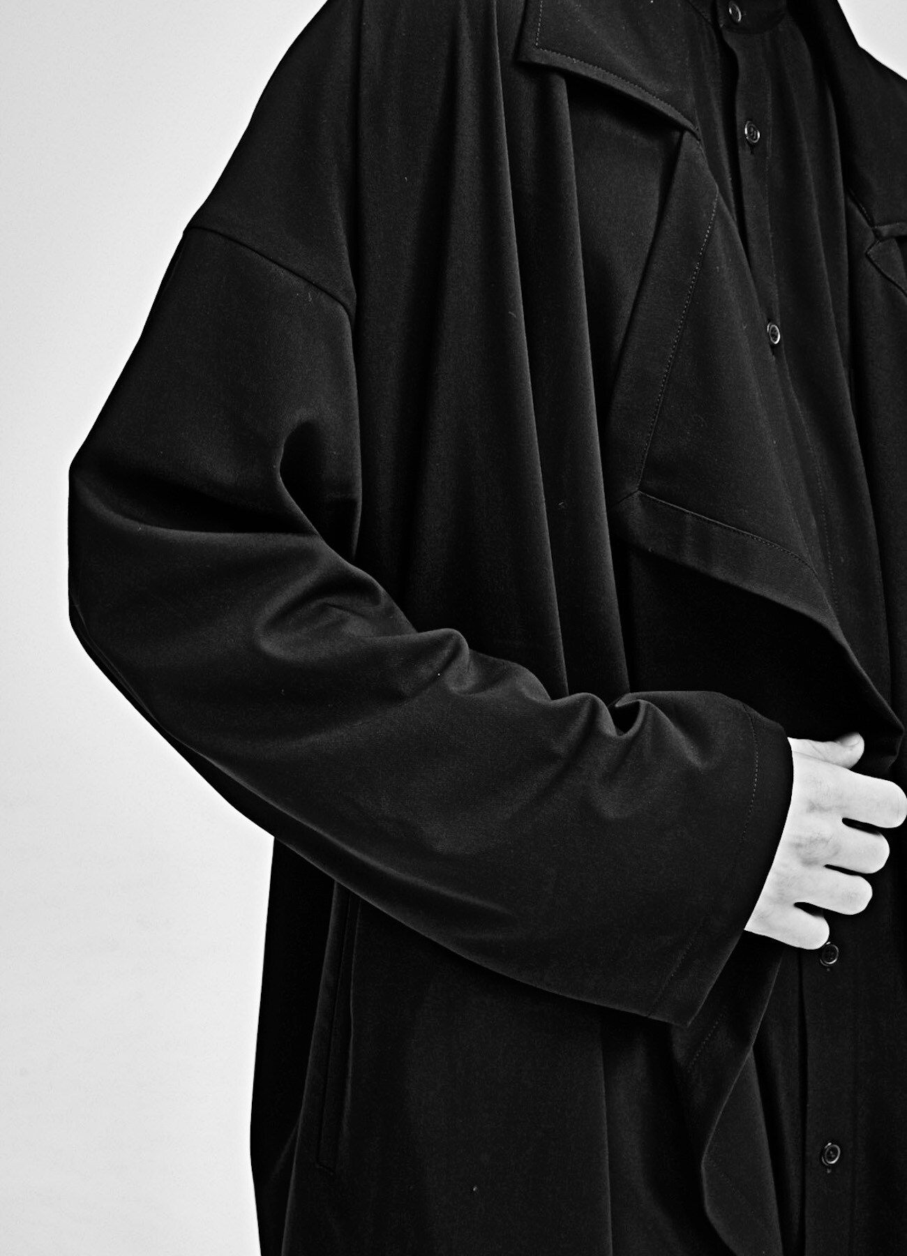 black drape coat