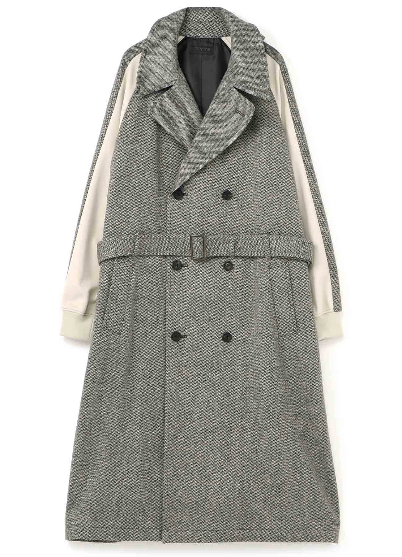Herringbone Wool Jersey Sleeve Trench Coat