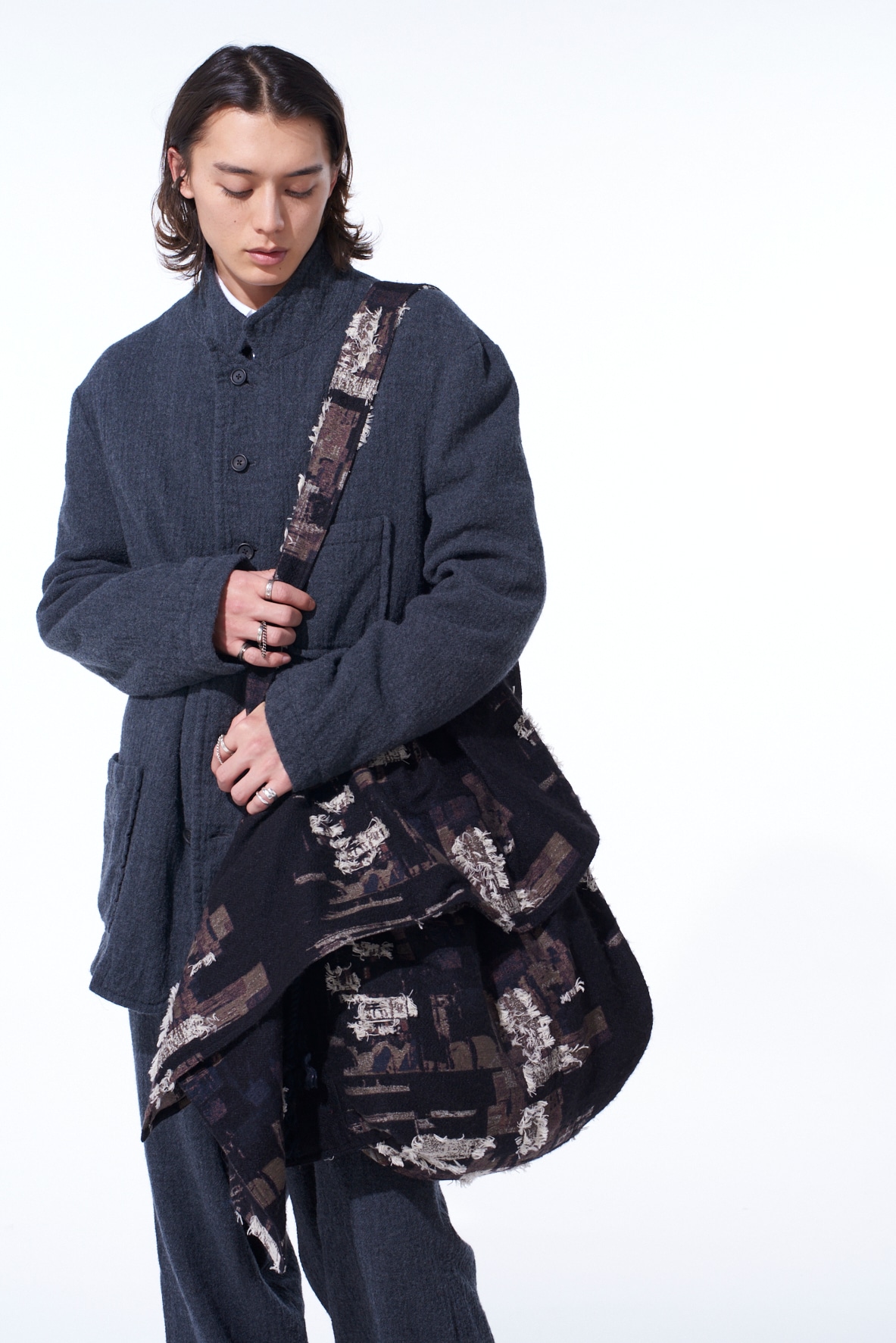 PATCHWORK CUT JACQUARD DRAPED SHOULDER BAG