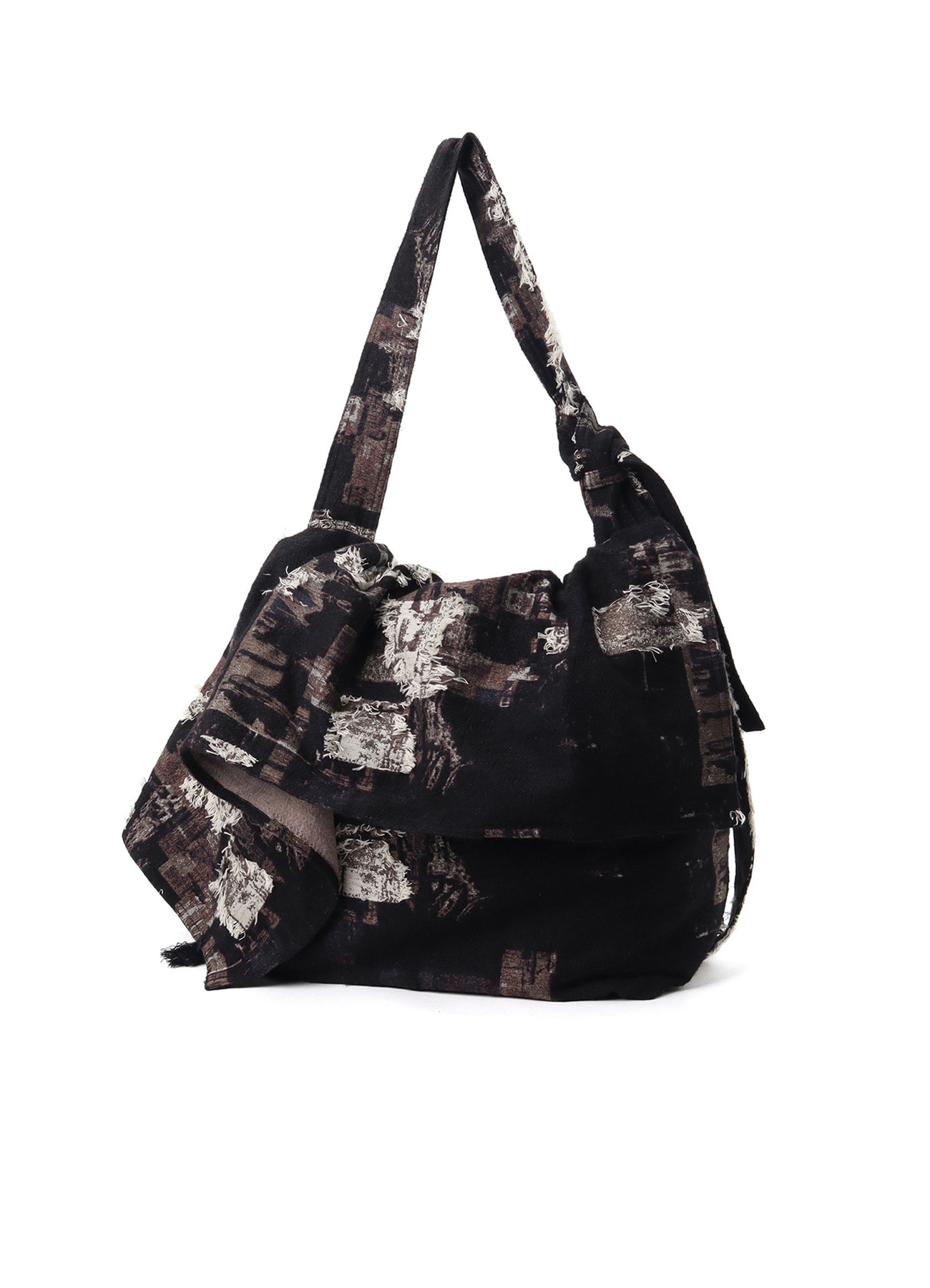PATCHWORK CUT JACQUARD DRAPED SHOULDER BAG