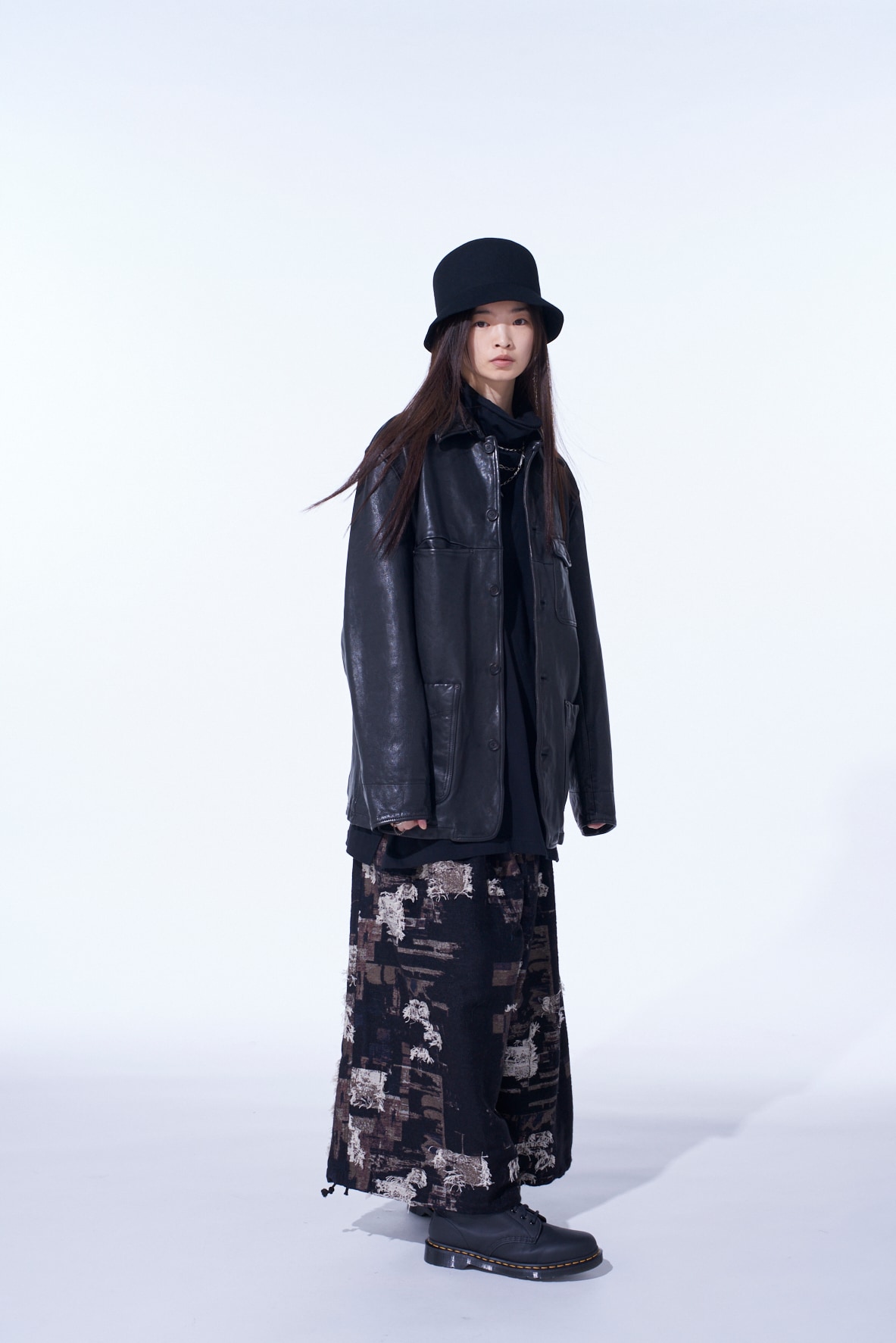 WASHED SHEEP LEATHER COVERALL WITH WORKWEAR DETAILS