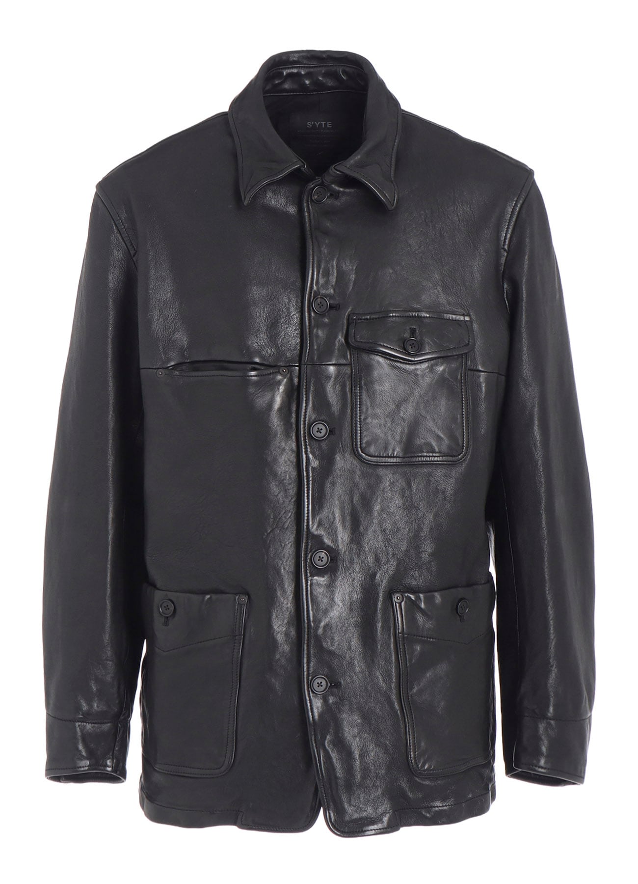 WASHED SHEEP LEATHER COVERALL WITH WORKWEAR DETAILS