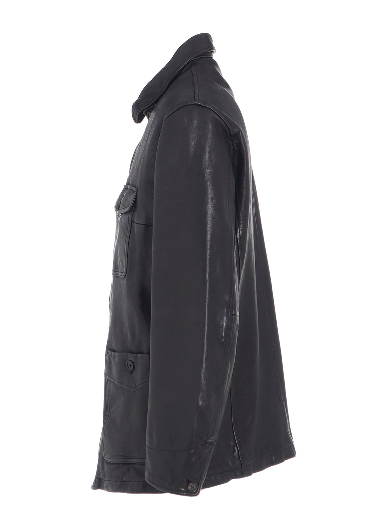 WASHED SHEEP LEATHER COVERALL WITH WORKWEAR DETAILS