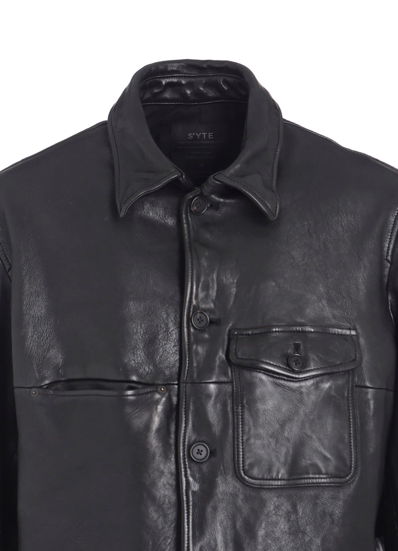 WASHED SHEEP LEATHER COVERALL WITH WORKWEAR DETAILS