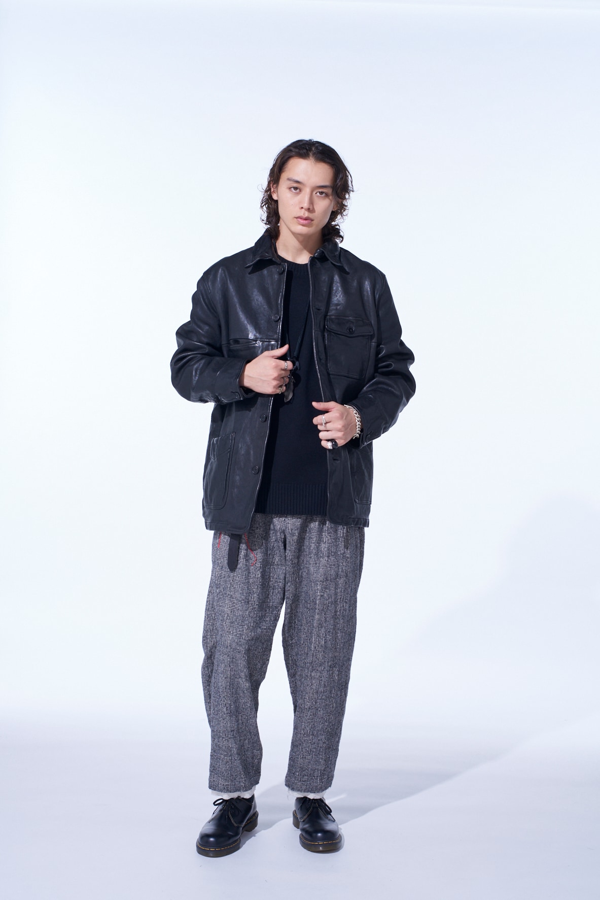 WASHED SHEEP LEATHER COVERALL WITH WORKWEAR DETAILS