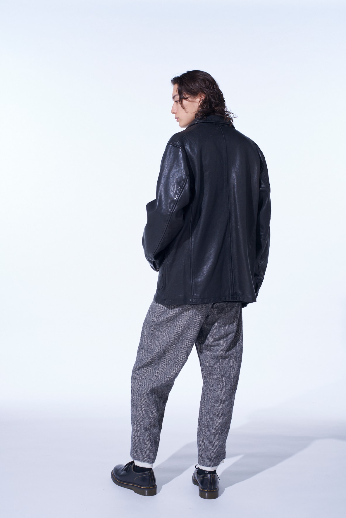 WASHED SHEEP LEATHER COVERALL WITH WORKWEAR DETAILS