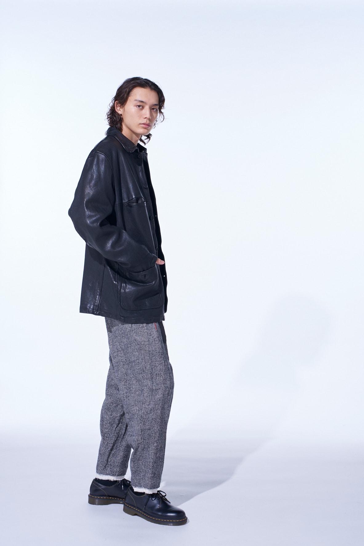 WASHED SHEEP LEATHER COVERALL WITH WORKWEAR DETAILS