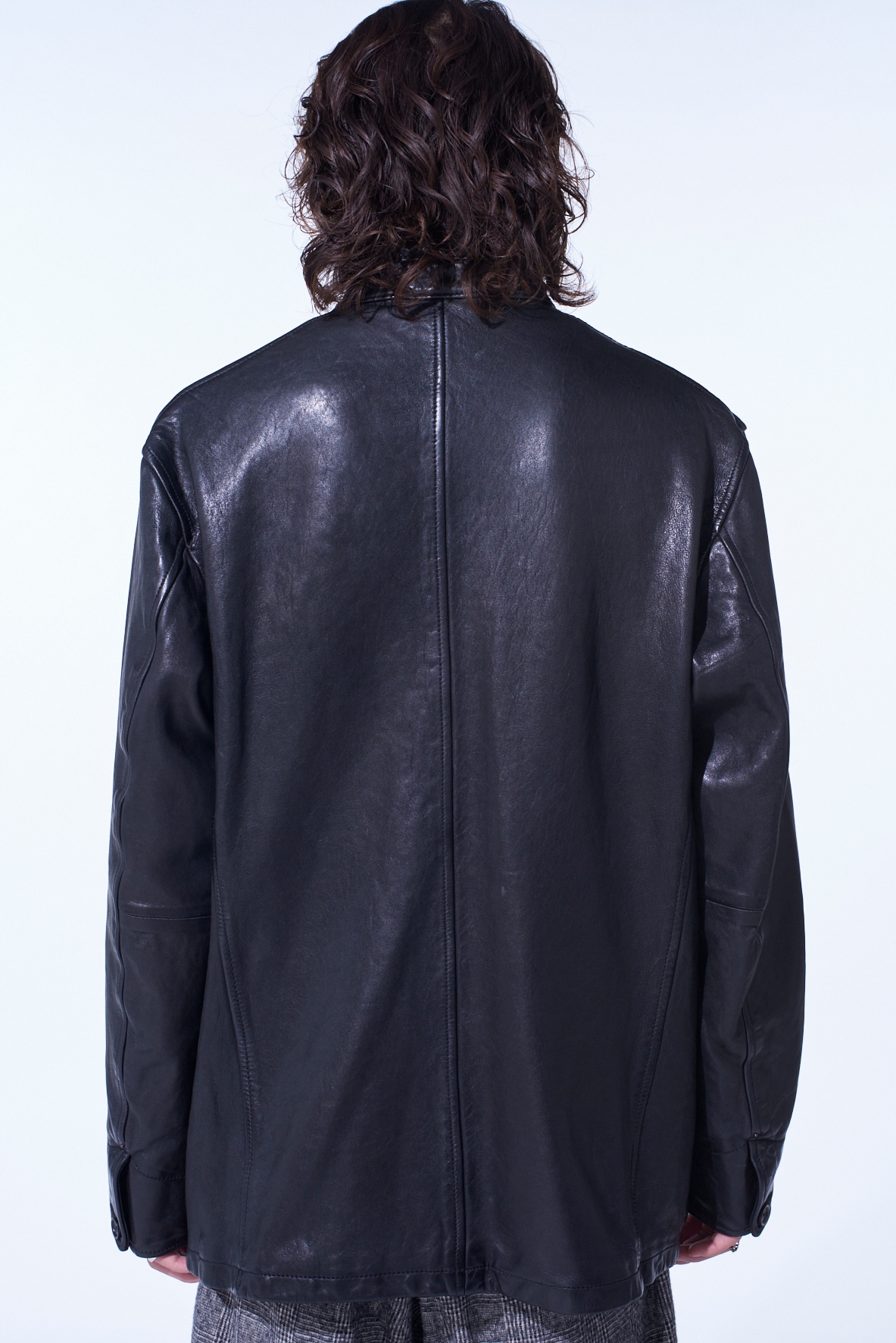 WASHED SHEEP LEATHER COVERALL WITH WORKWEAR DETAILS
