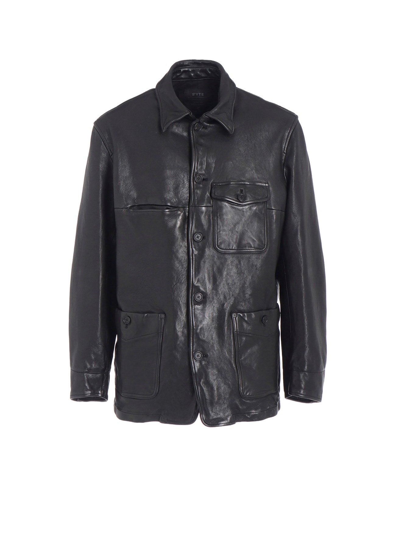 WASHED SHEEP LEATHER COVERALL WITH WORKWEAR DETAILS