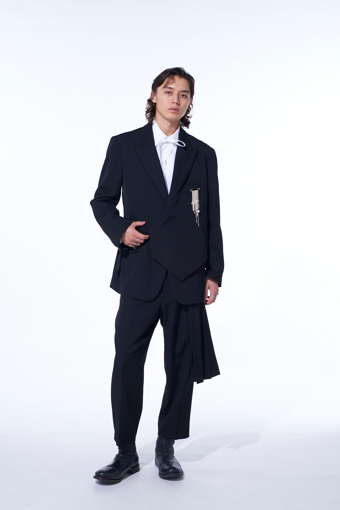 WASHER WOOL GABARDINE VEST FRONT JACKET