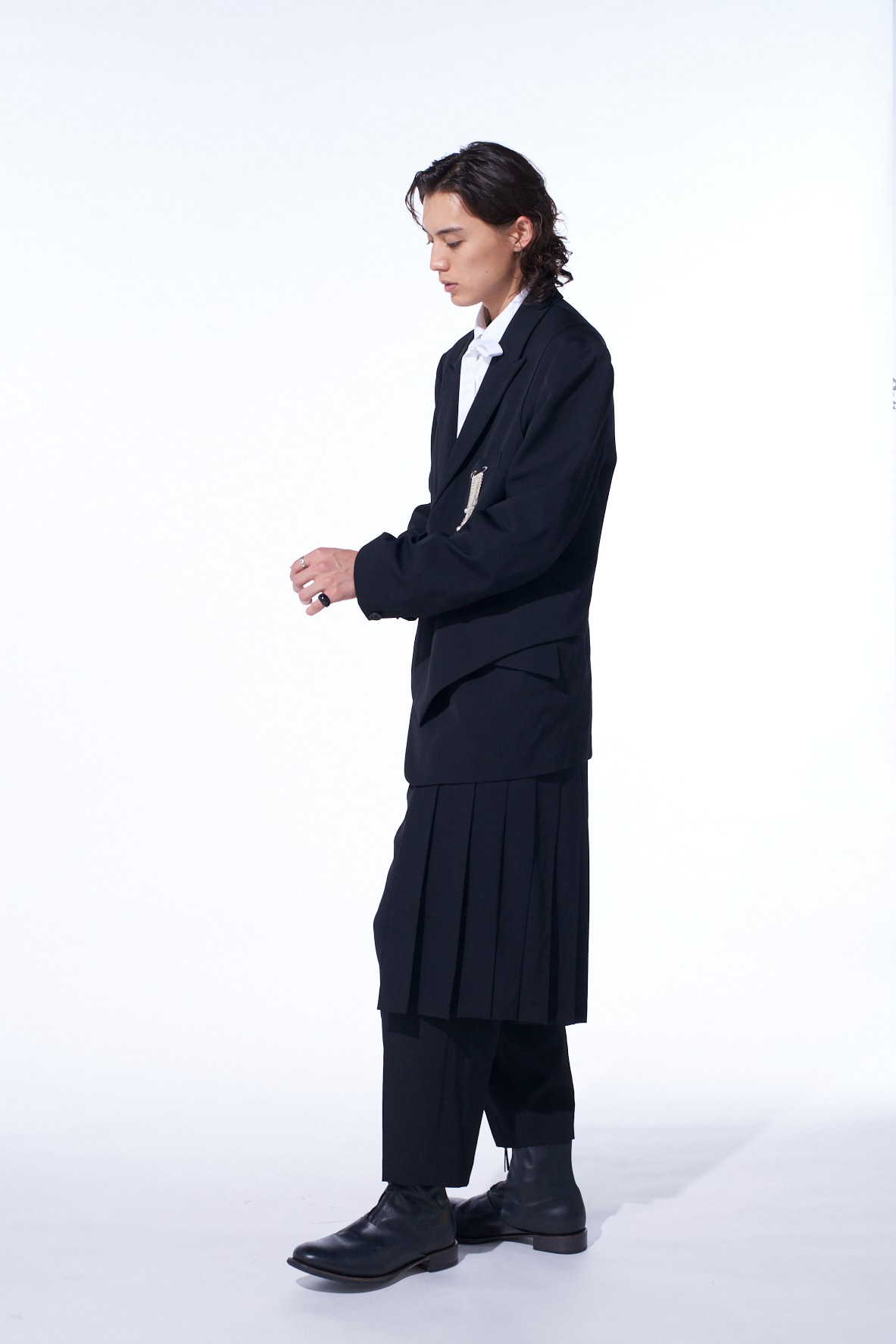 WASHER WOOL GABARDINE VEST FRONT JACKET