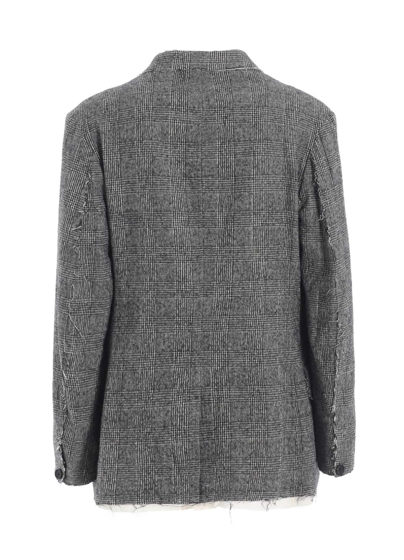 GLEN CHECK CUT-OUT HEM JACKET