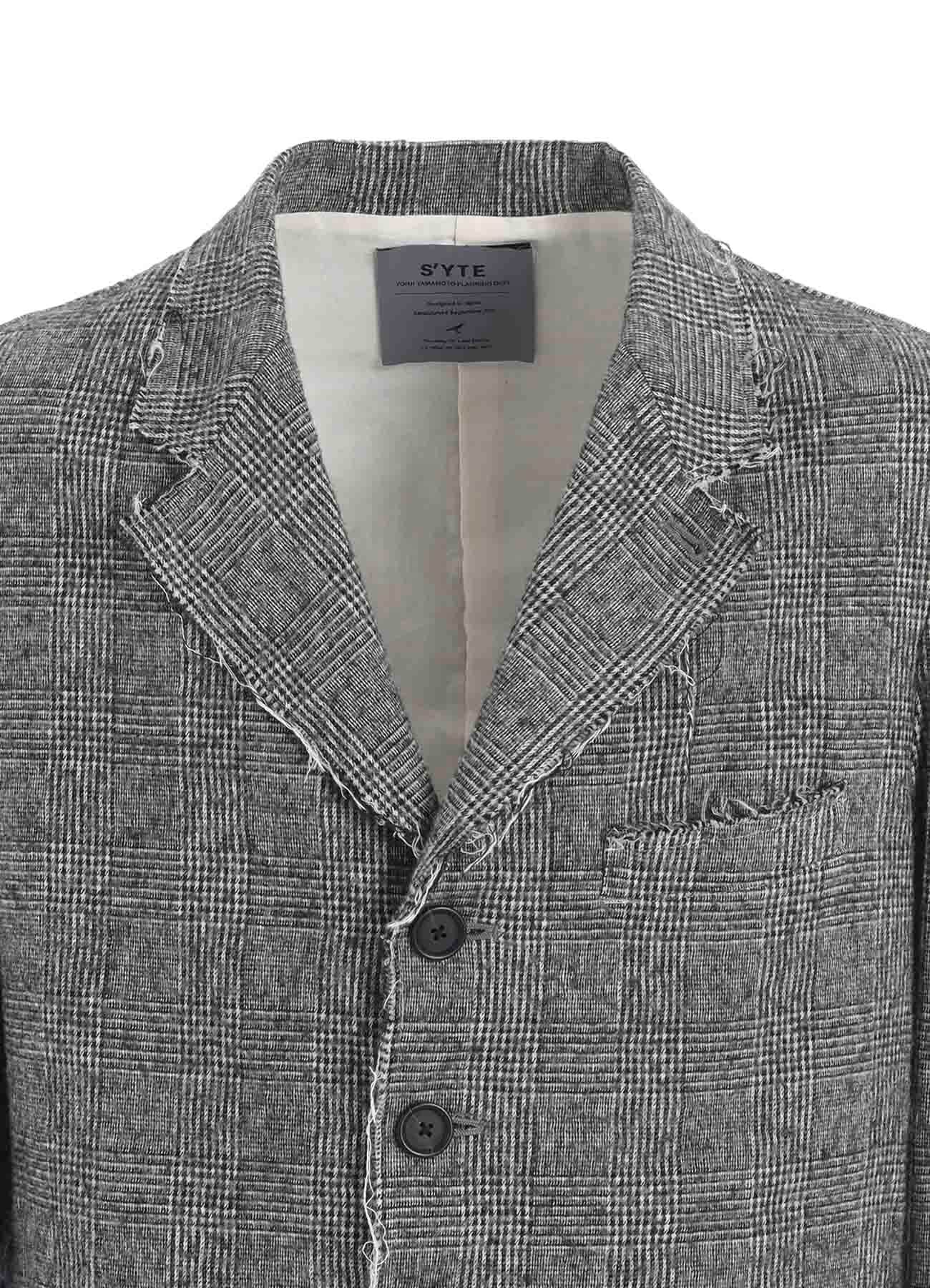 GLEN CHECK CUT-OUT HEM JACKET