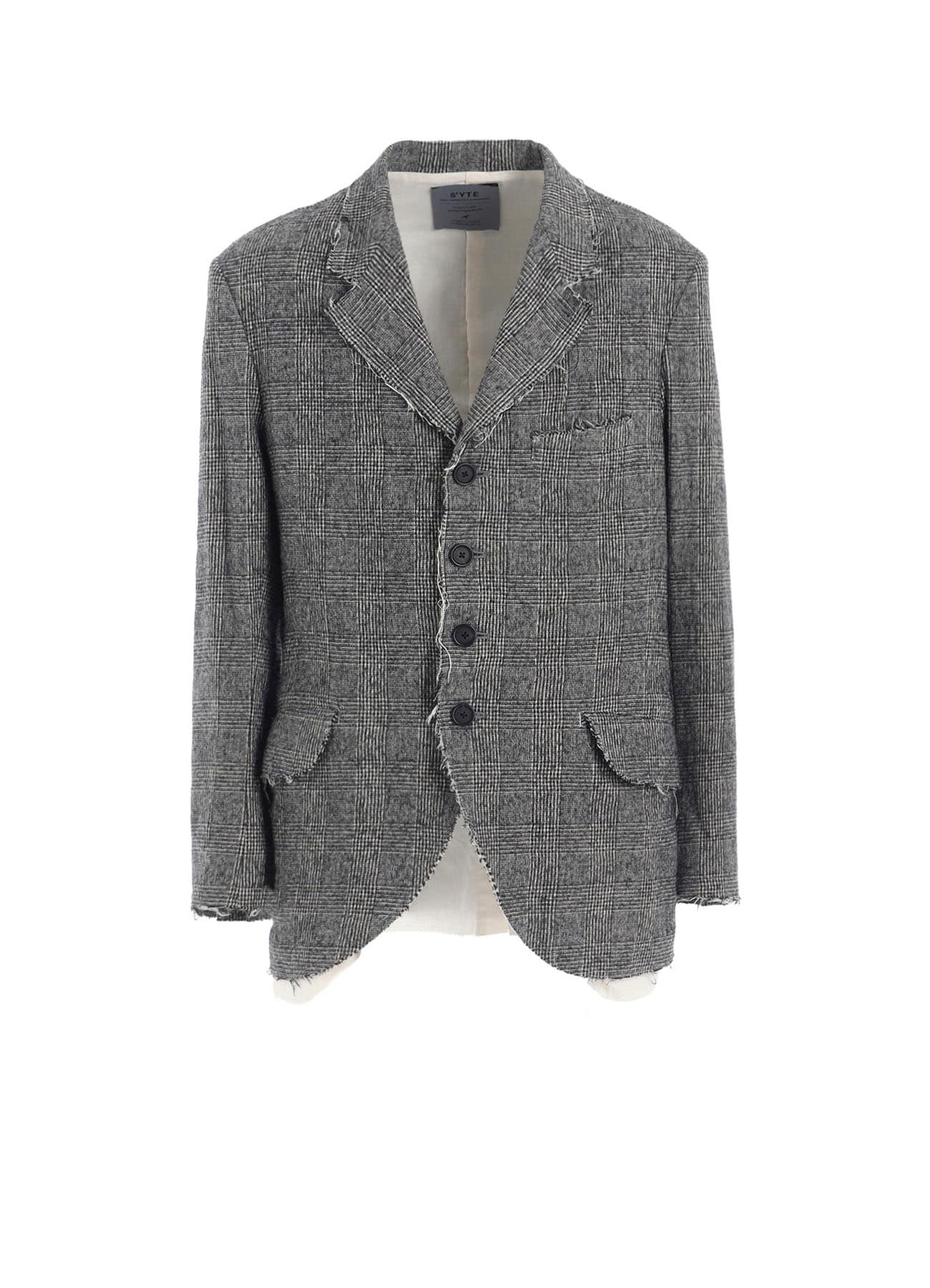 GLEN CHECK CUT-OUT HEM JACKET