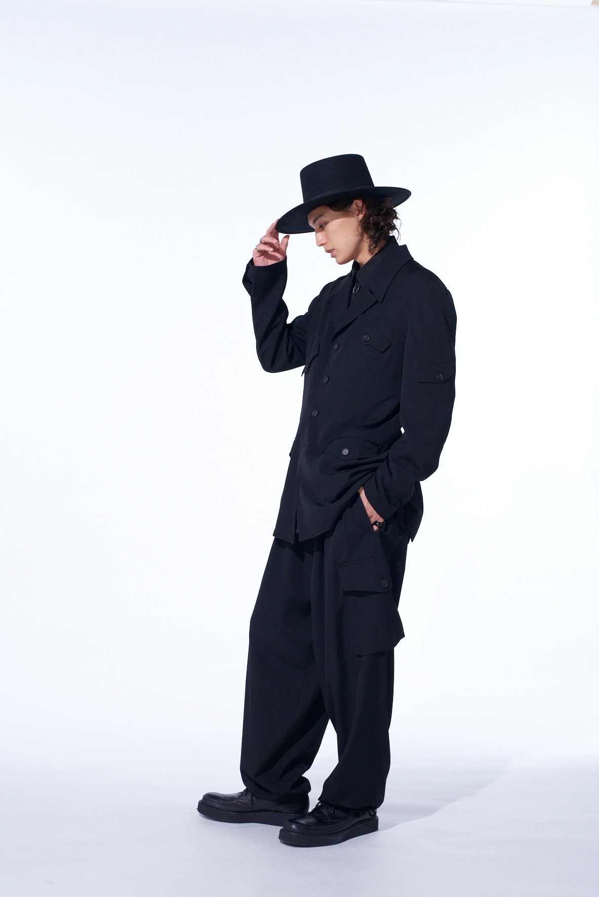 WASHER WOOL GABARDINE ASYMMETRIC POCKET JACKET