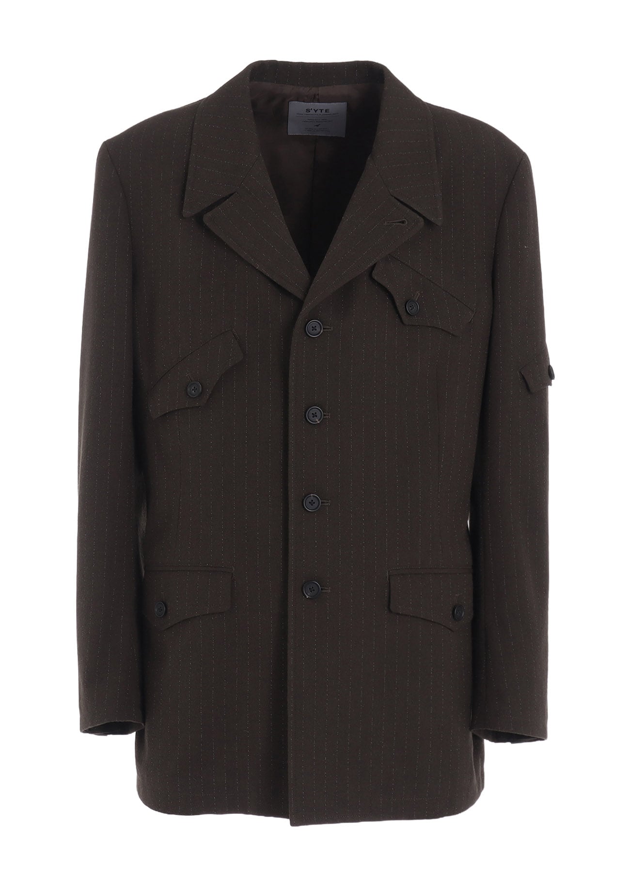 STRIPED SILK ANGORA WOOL ASYMMETRIC POCKET JACKET