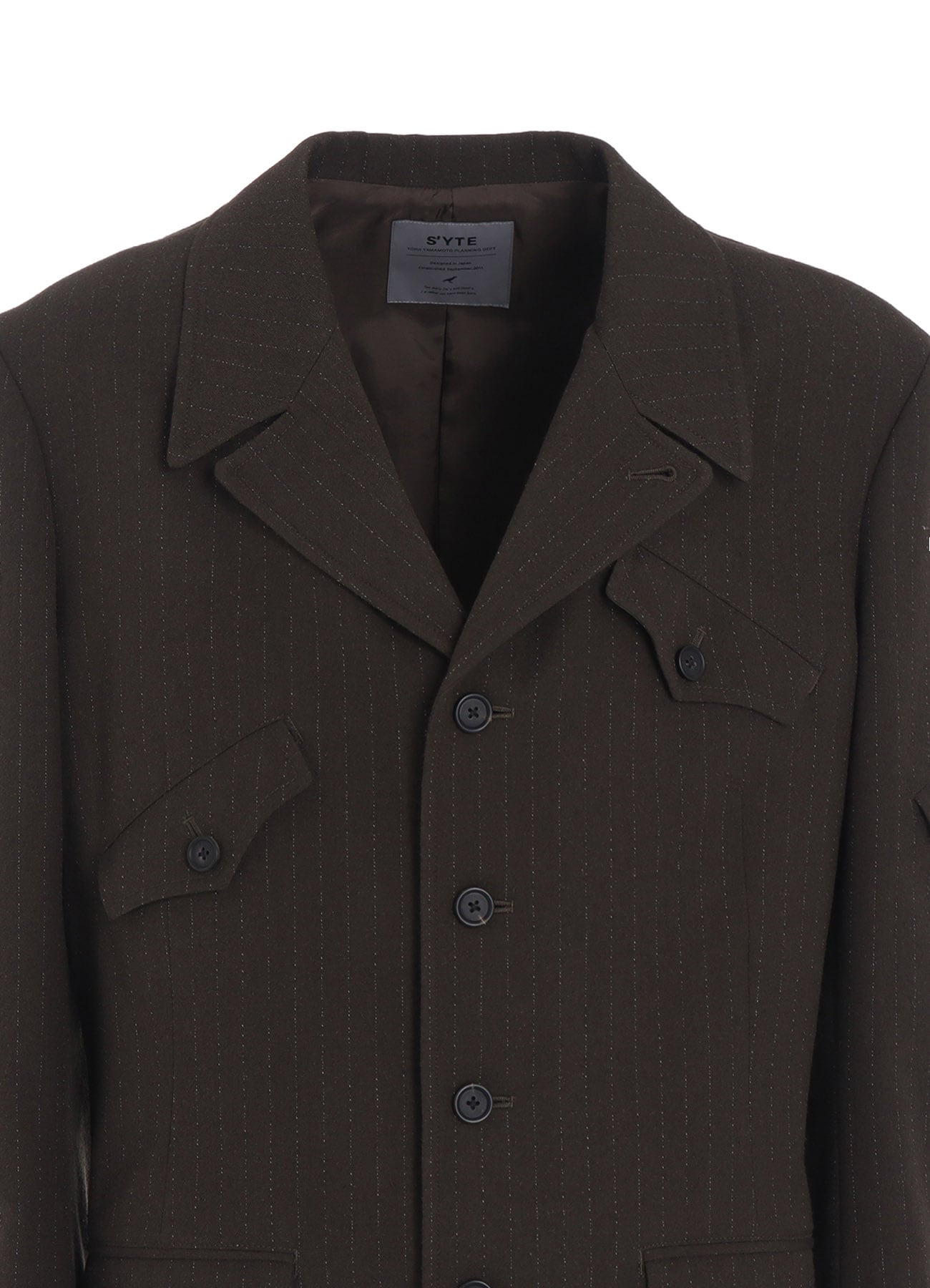 STRIPED SILK ANGORA WOOL ASYMMETRIC POCKET JACKET