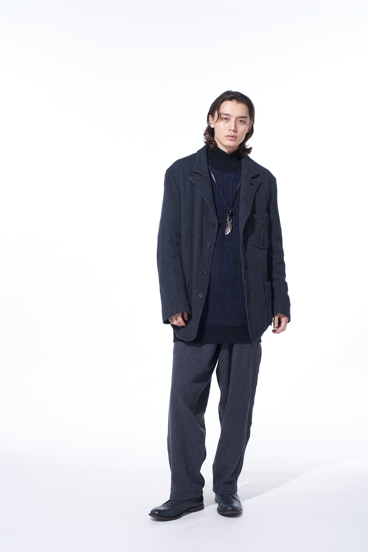 WOOL GAUZE SEMI-PEAKED JACKET