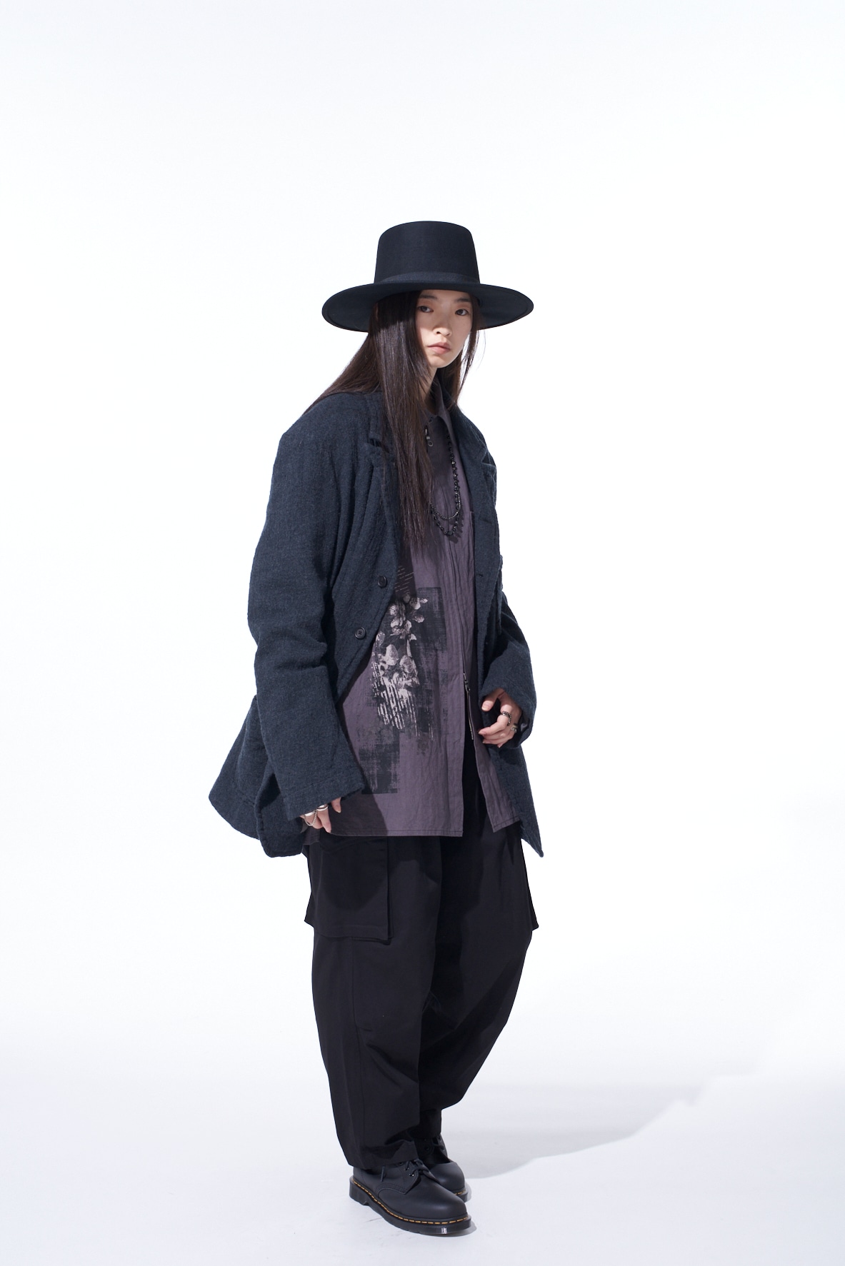 WOOL GAUZE SEMI-PEAKED JACKET