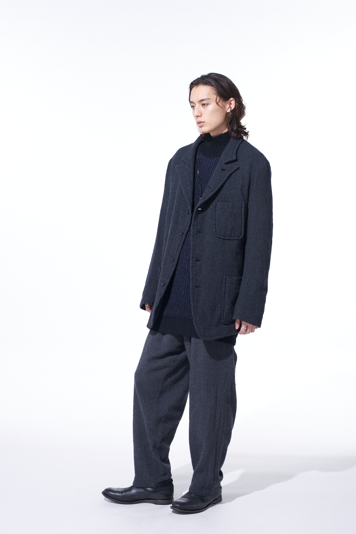 WOOL GAUZE SEMI-PEAKED JACKET